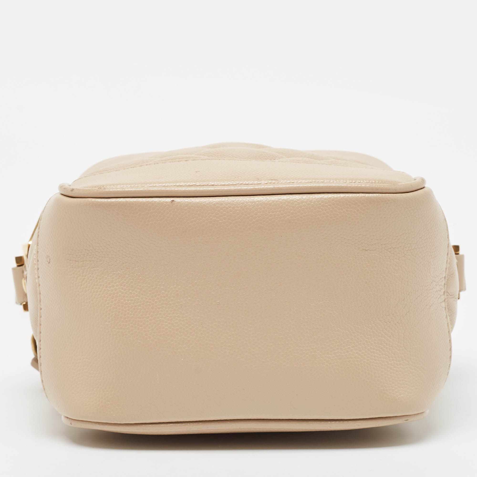 Saint Laurent Beige Quilted Leather Vanity Shoulder Bag