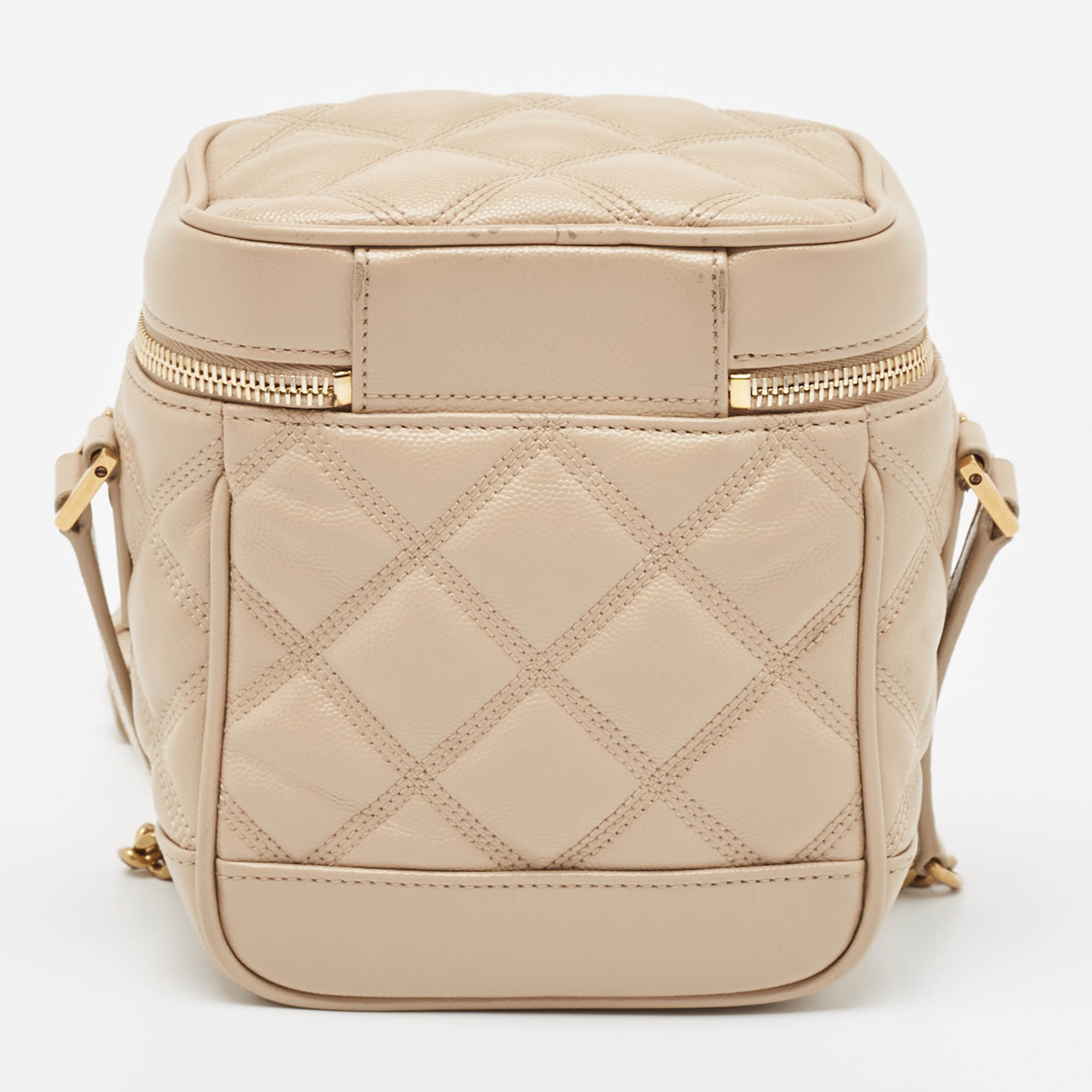 Saint Laurent Beige Quilted Leather Vanity Shoulder Bag