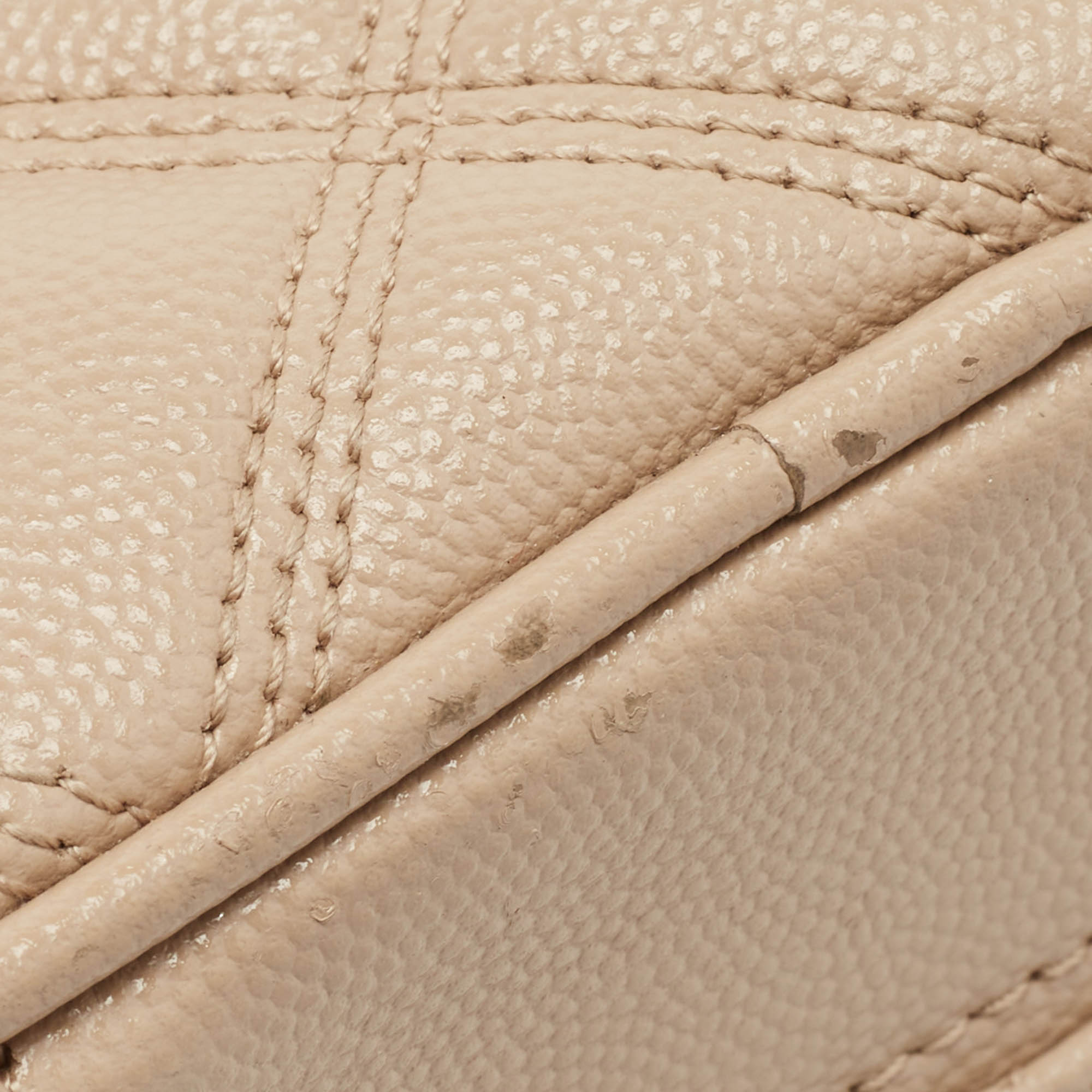 Saint Laurent Beige Quilted Leather Vanity Shoulder Bag