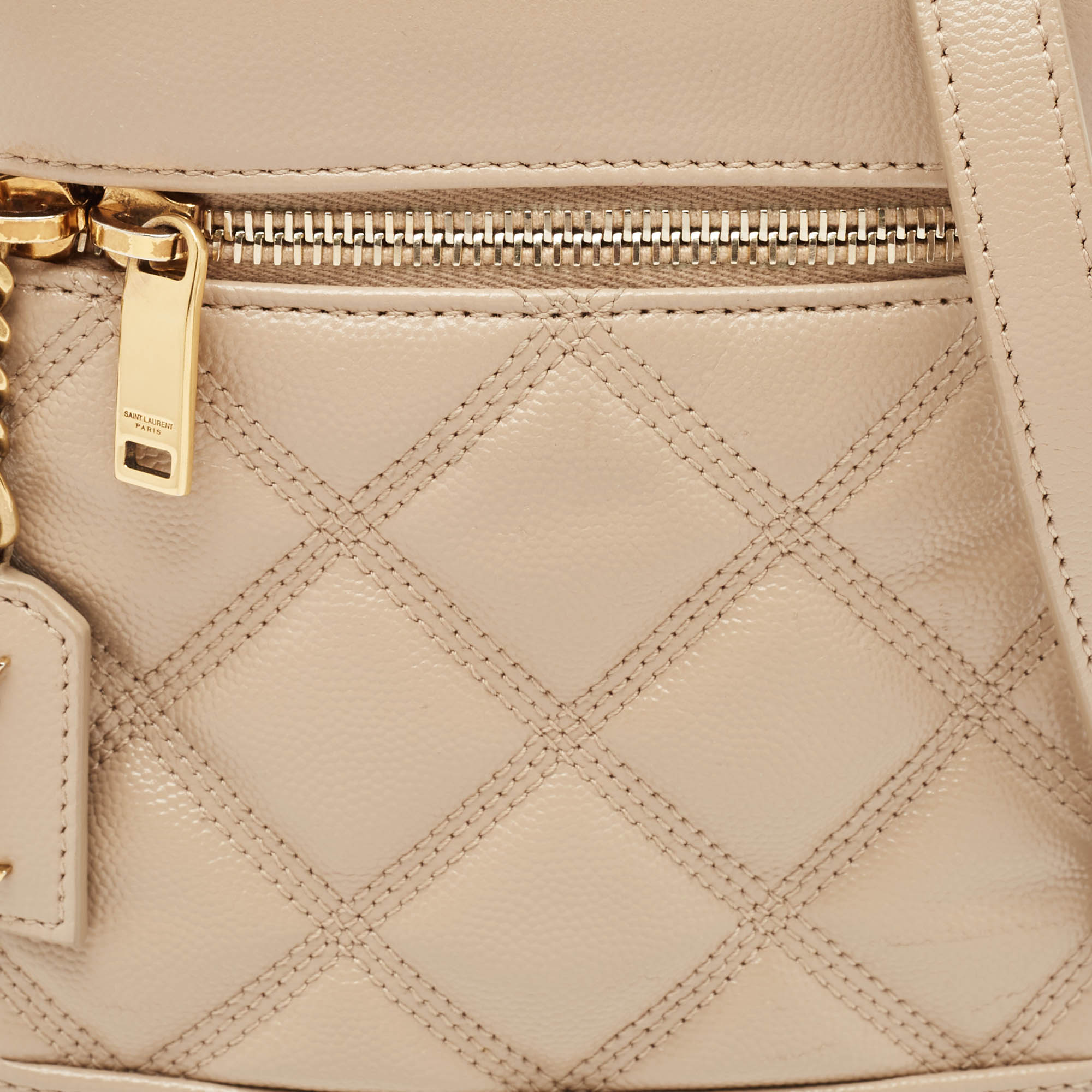 Saint Laurent Beige Quilted Leather Vanity Shoulder Bag