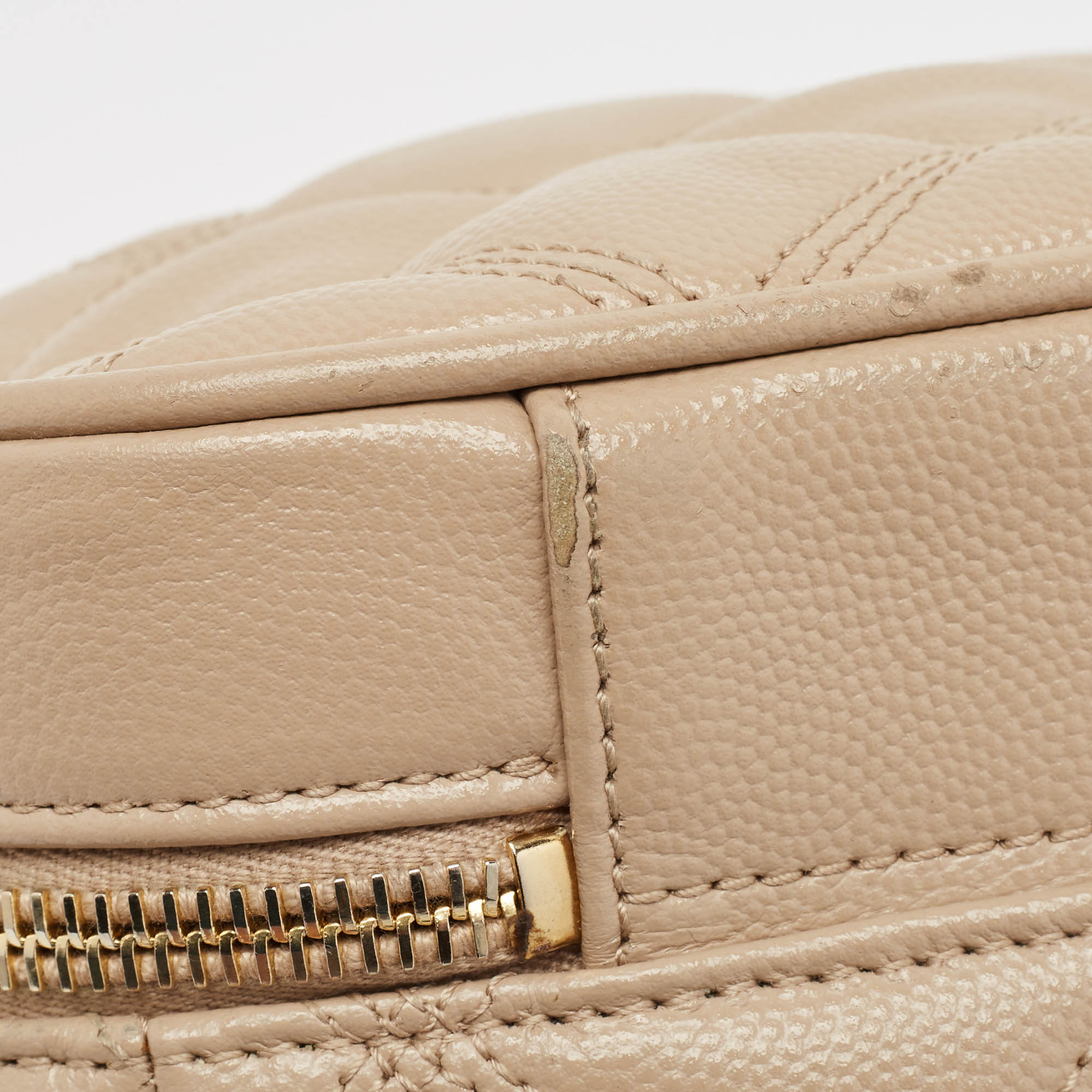 Saint Laurent Beige Quilted Leather Vanity Shoulder Bag