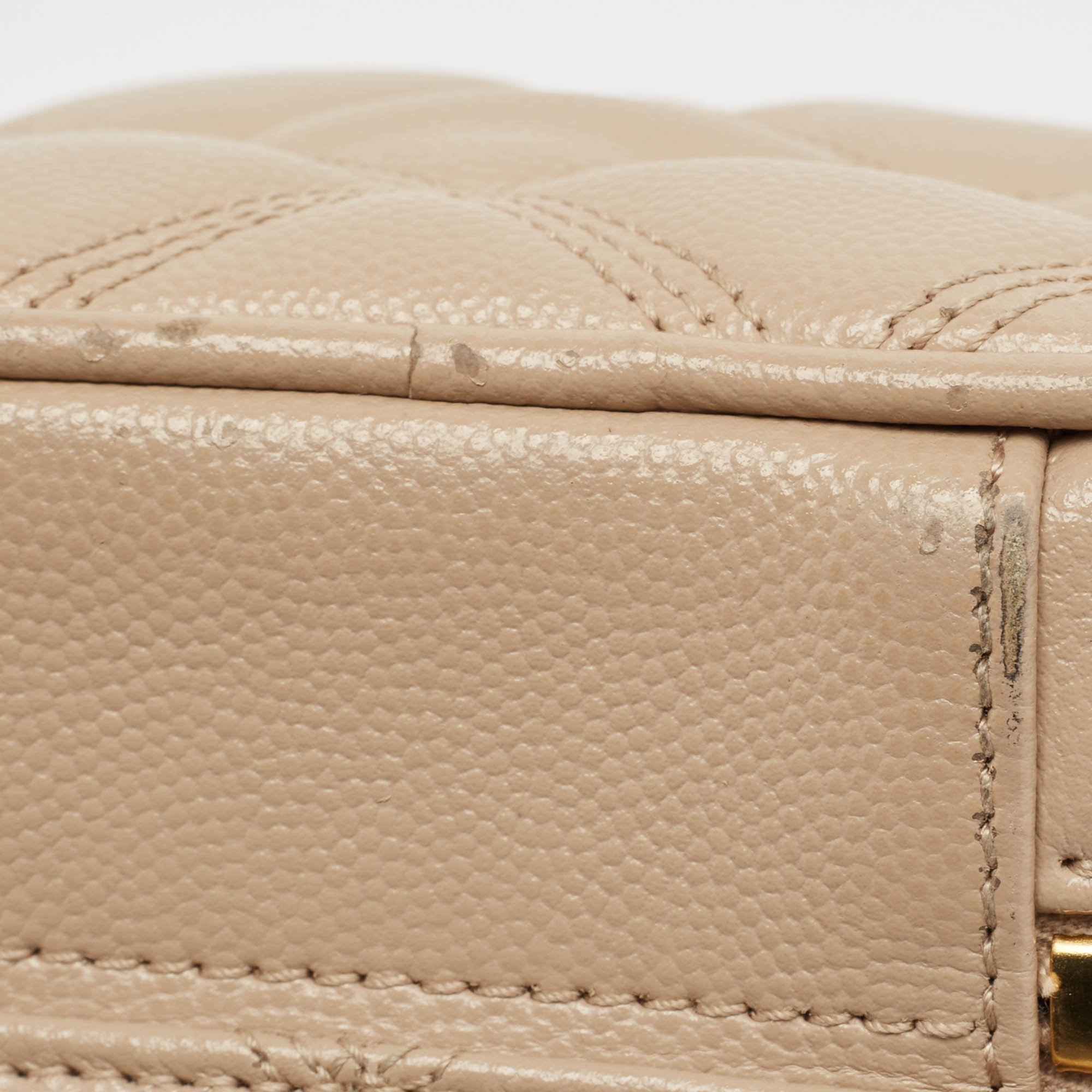 Saint Laurent Beige Quilted Leather Vanity Shoulder Bag