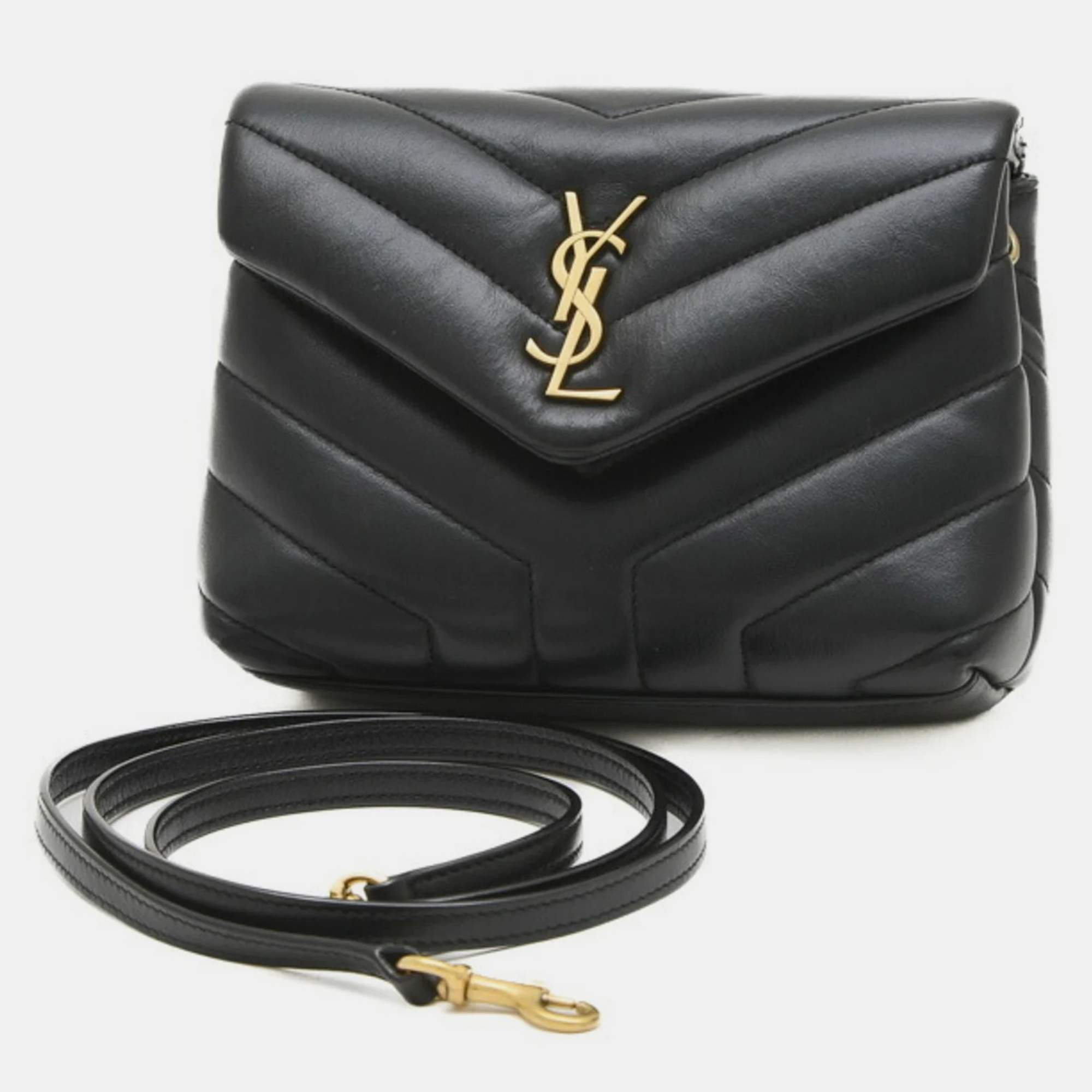 Saint Laurent Black Leather Lulu Toy Shoulder Bag