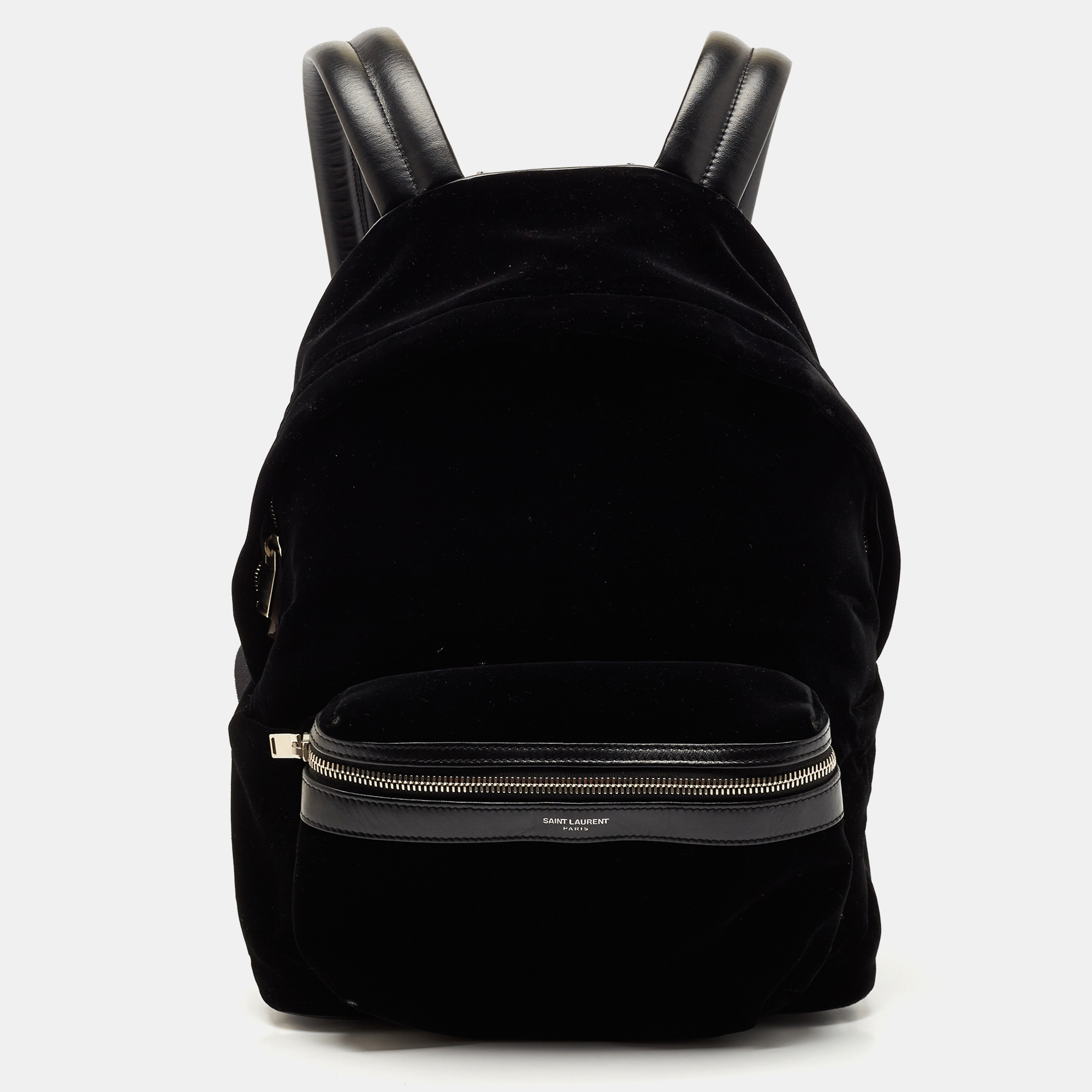 Saint Laurent Black Velvet Small City Backpack