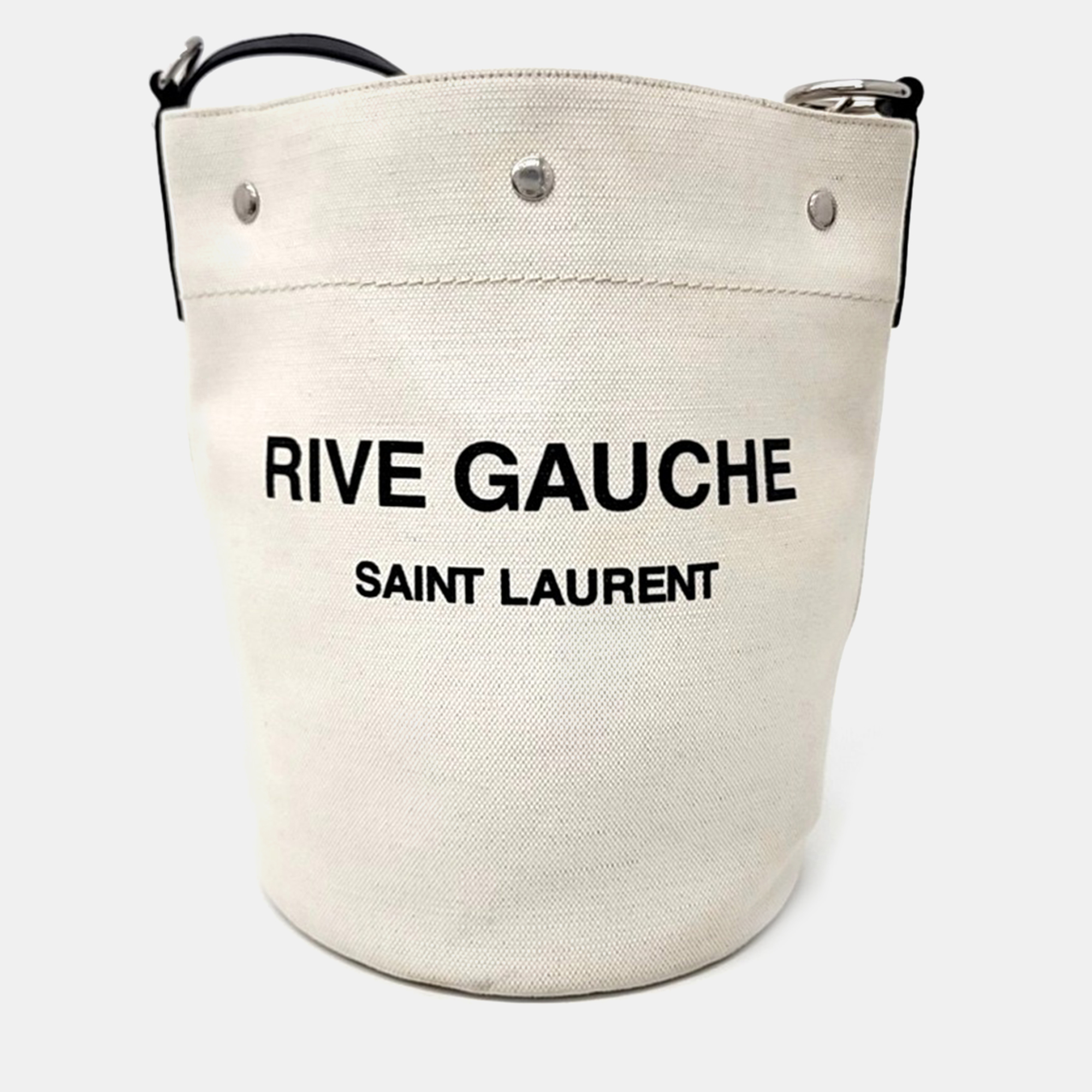 Saint Laurent Paris Beige Fabric Rive Gauche Bucket Bag