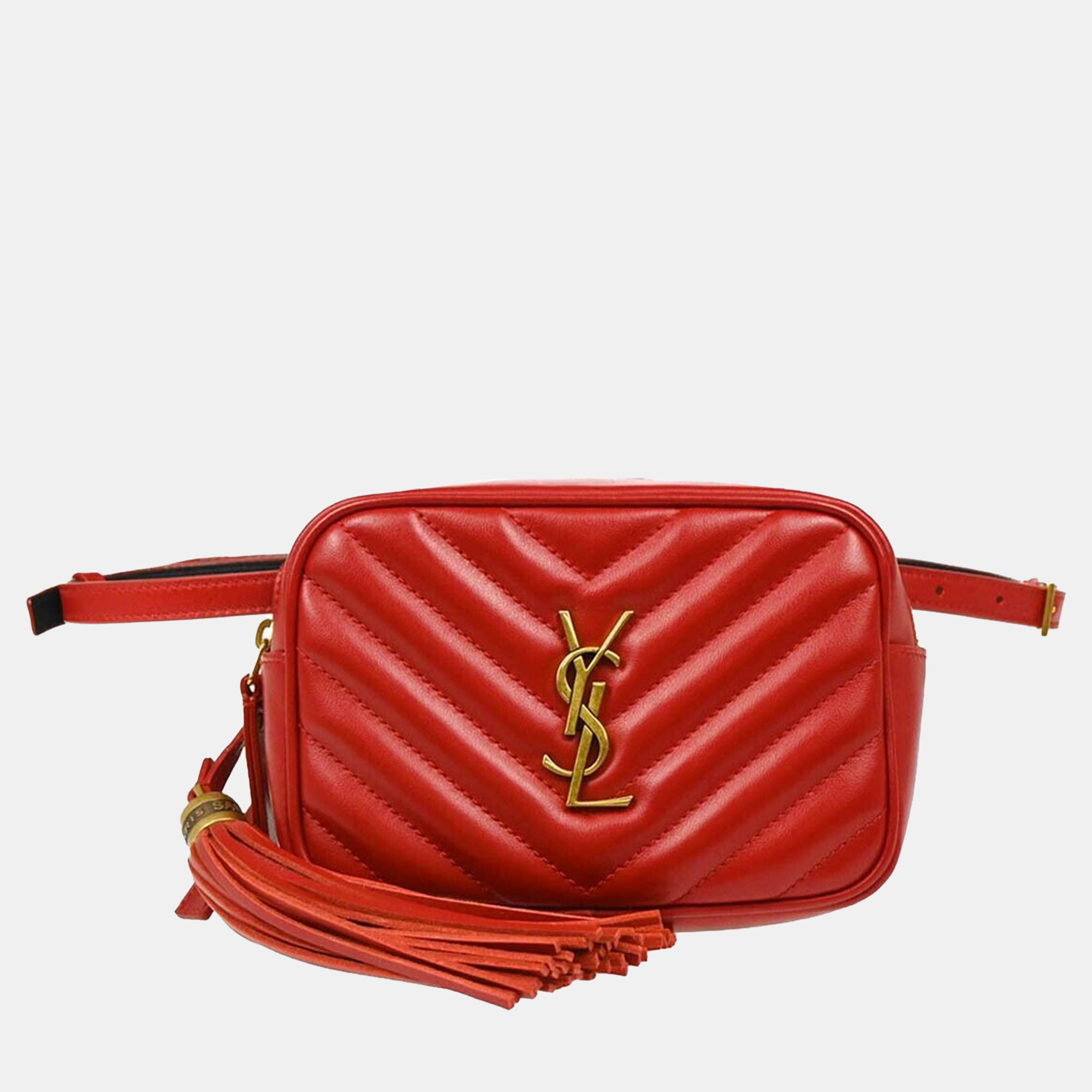 Saint Laurent Red Leather Waist Bum Bag