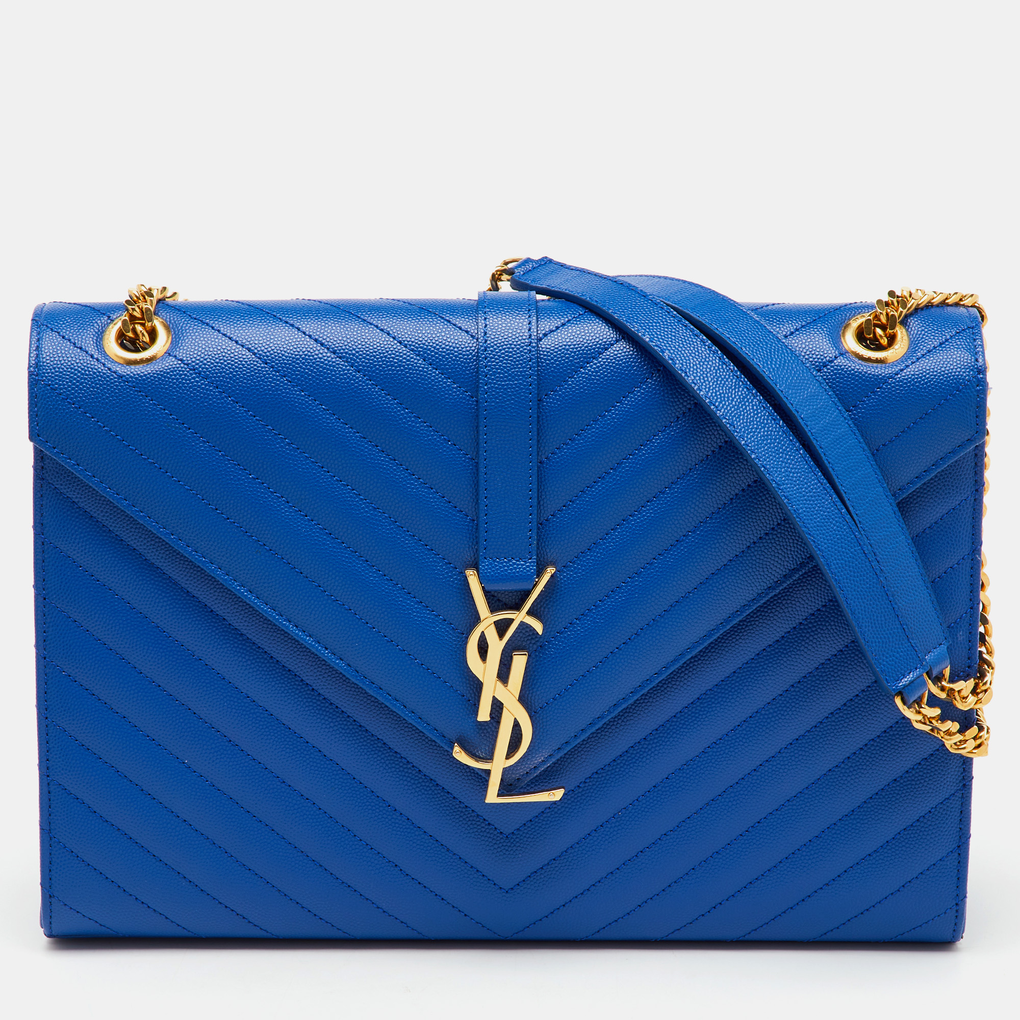 Saint Laurent Blue Matelassé Leather Monogram Envelope Shoulder Bag
Saint Laurent Blue Matelassé Leather Monogram Envelope Shoulder Bag