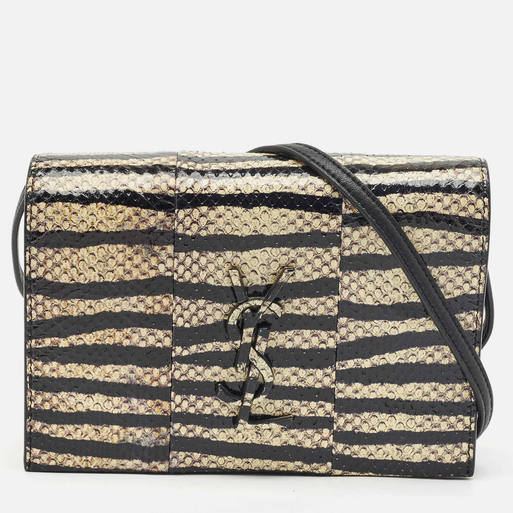 Saint Laurent Black/Cream Zebra Print Snakeskin Kate Strap Wallet
Saint Laurent Black/Cream Zebra Print Snakeskin Kate Strap Wallet