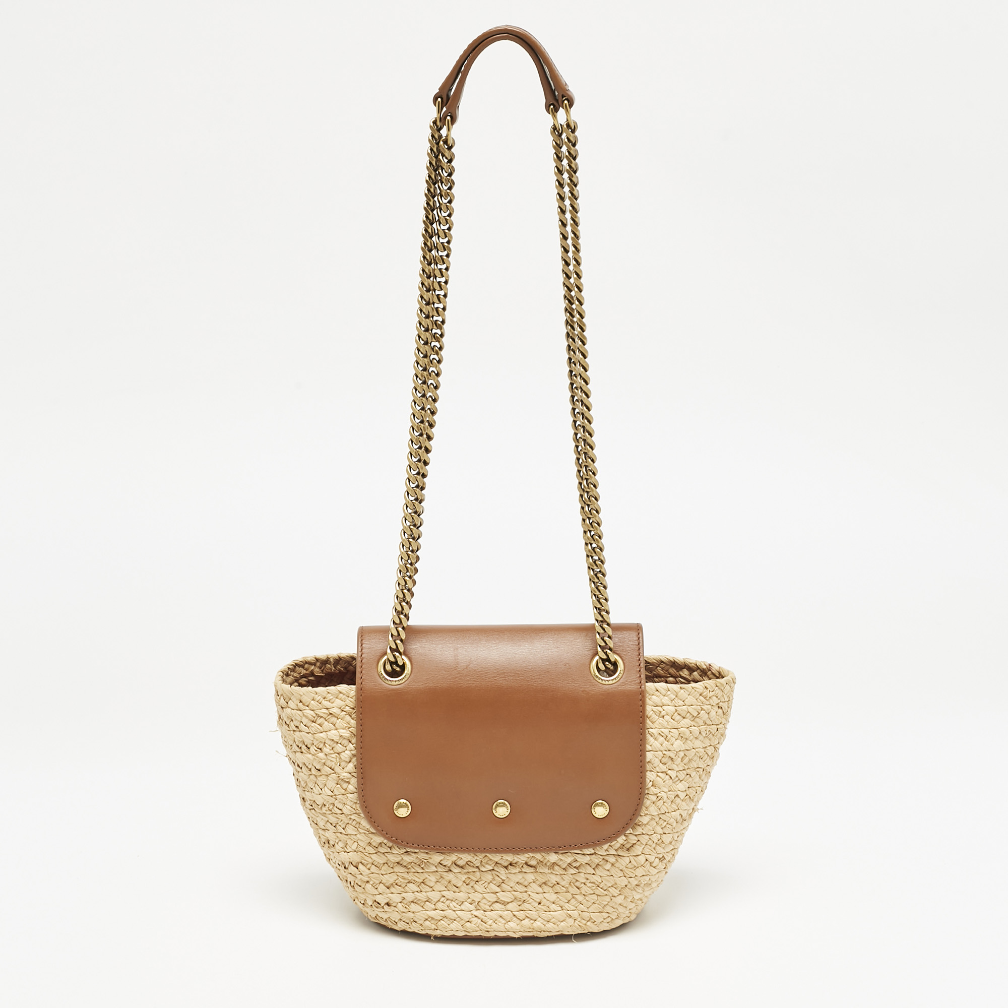 Saint Laurent Brown/Beige Leather and Raffia Mini Manon Shoulder Bag
Saint Laurent Brown/Beige Leather and Raffia Mini Manon Shoulder Bag