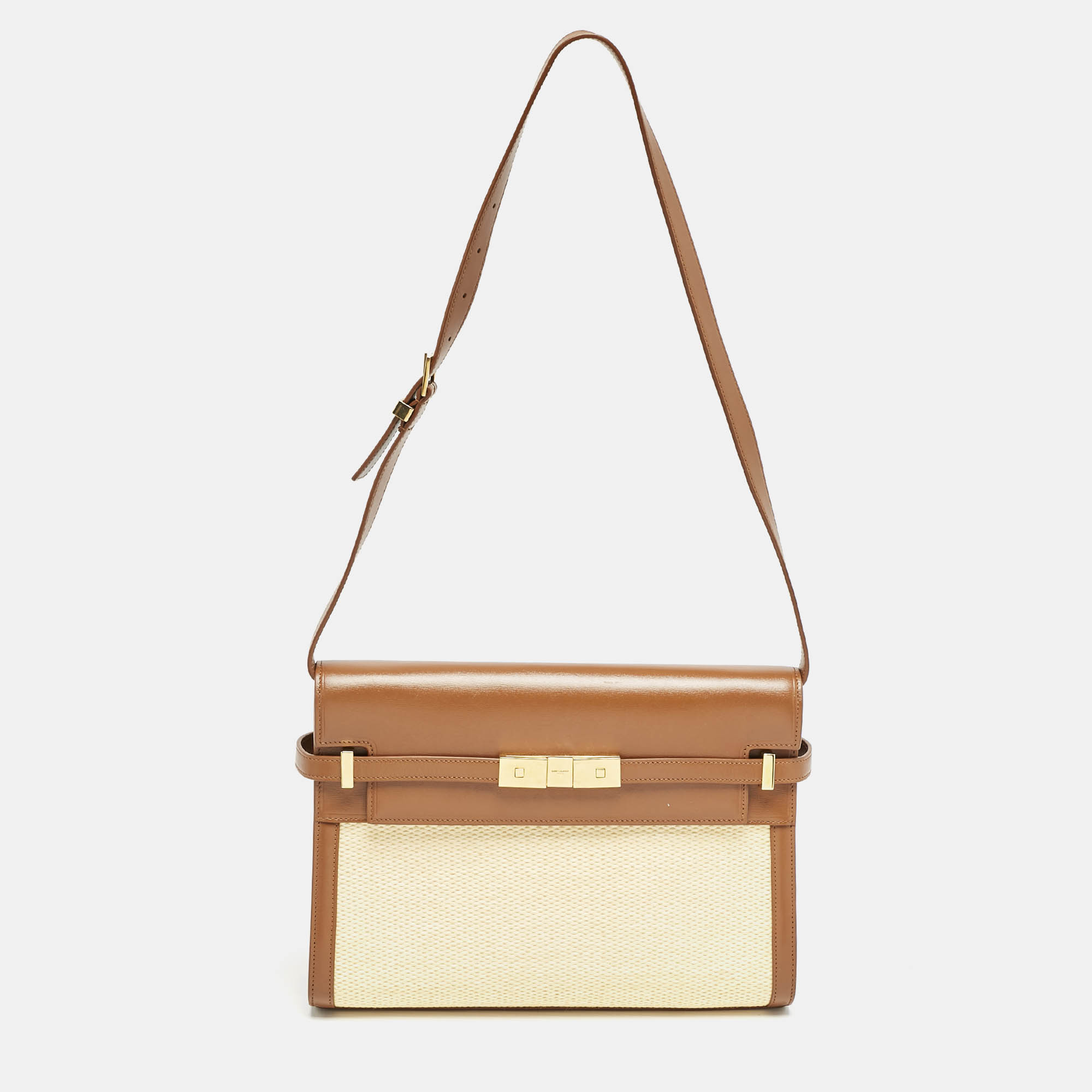 Saint Laurent Brown/Natural Raffia and Leather Manhattan Shoulder Bag
Saint Laurent Brown/Natural Raffia and Leather Manhattan Shoulder Bag