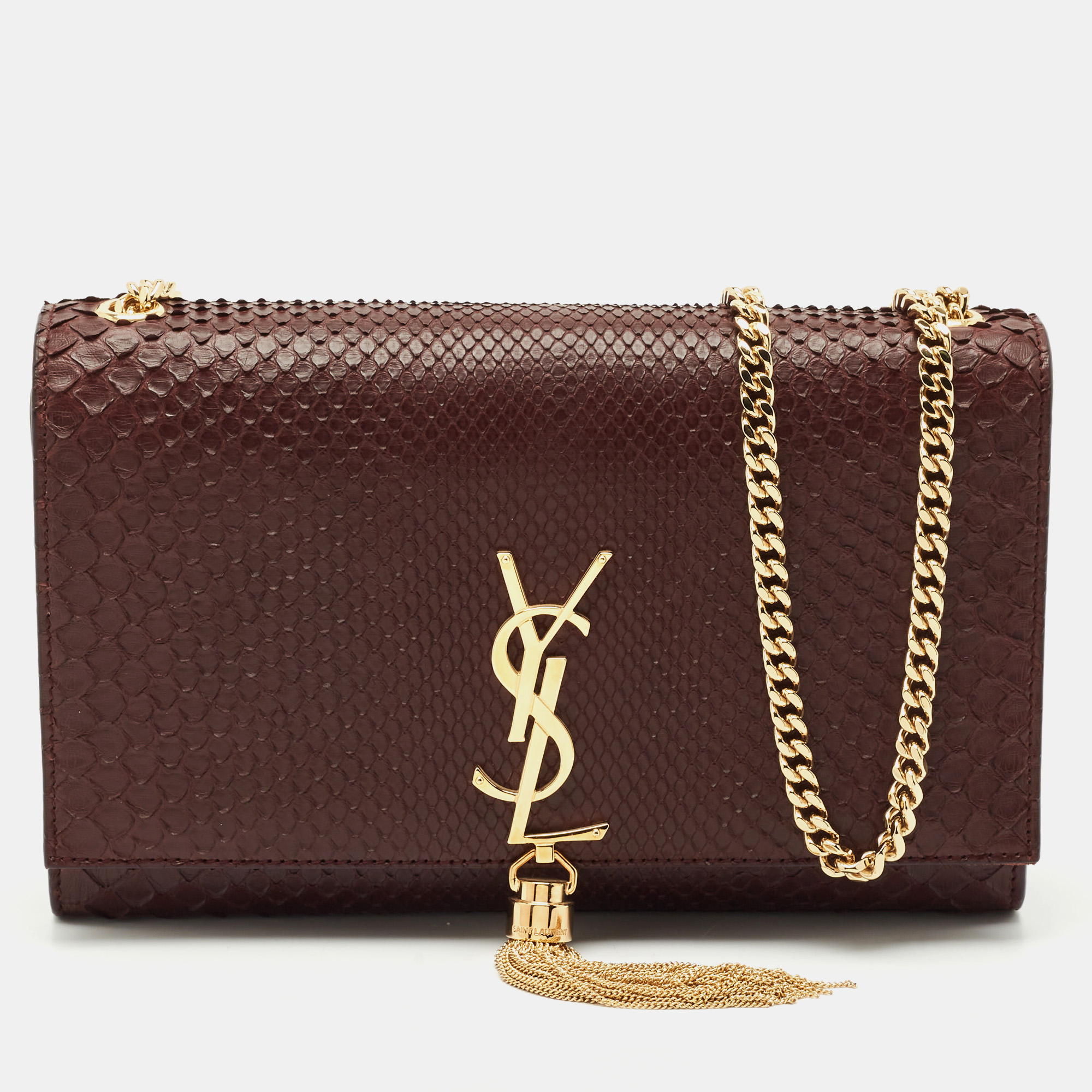 Saint Laurent Burgundy Python Medium Kate Tassel Shoulder Bag
Saint Laurent Burgundy Python Medium Kate Tassel Shoulder Bag