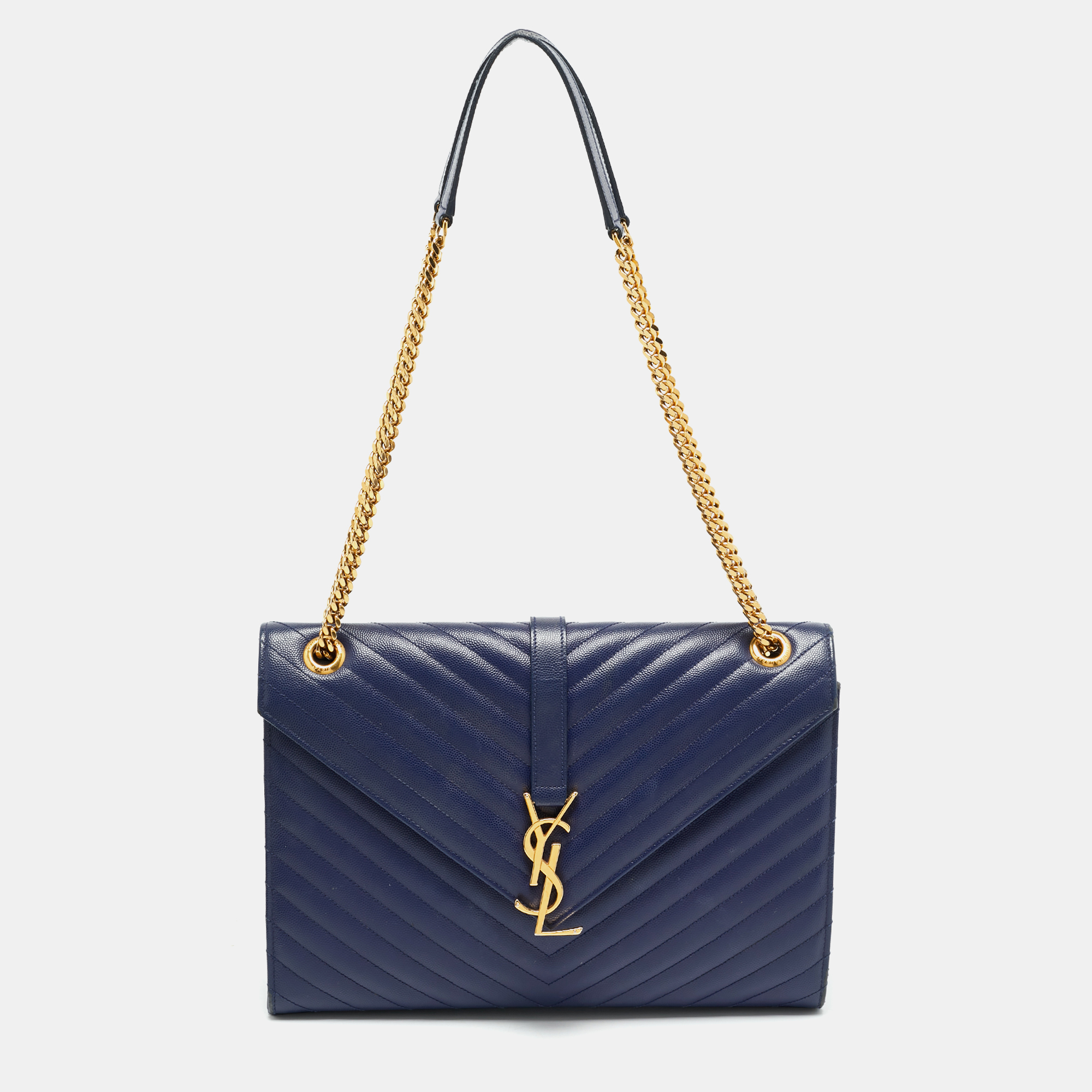 Saint Laurent Blue Matelassé Leather Large Monogram Envelope Shoulder Bag
Saint Laurent Blue Matelassé Leather Large Monogram Envelope Shoulder Bag