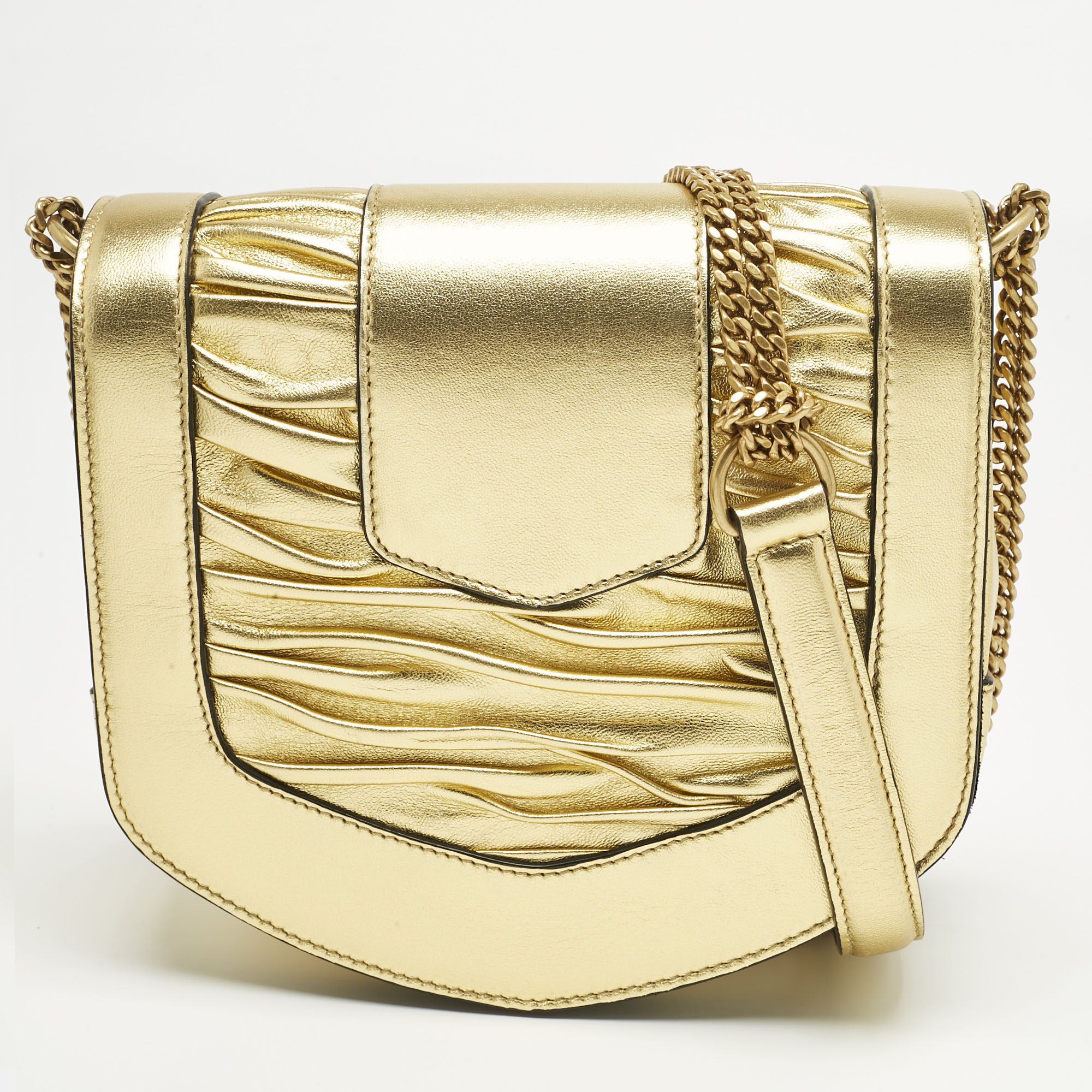 Saint Laurent Gold Leather Chrissie Shoulder Bag - Saint Laurent Paris - Modalova