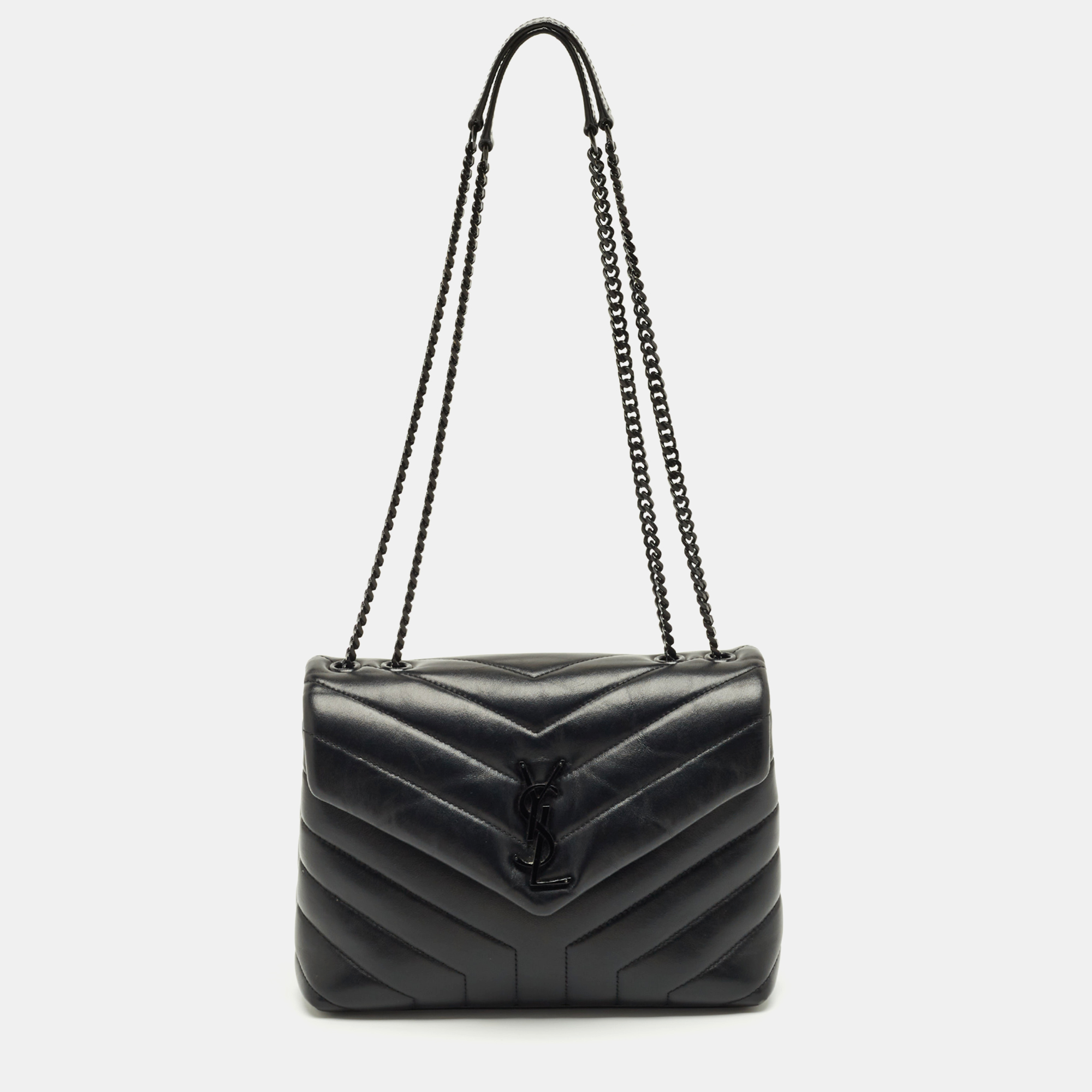 Saint Laurent Black Quilted Leather  Loulou Shoulder Bag 
Saint Laurent Black Quilted Leather  Loulou Shoulder Bag