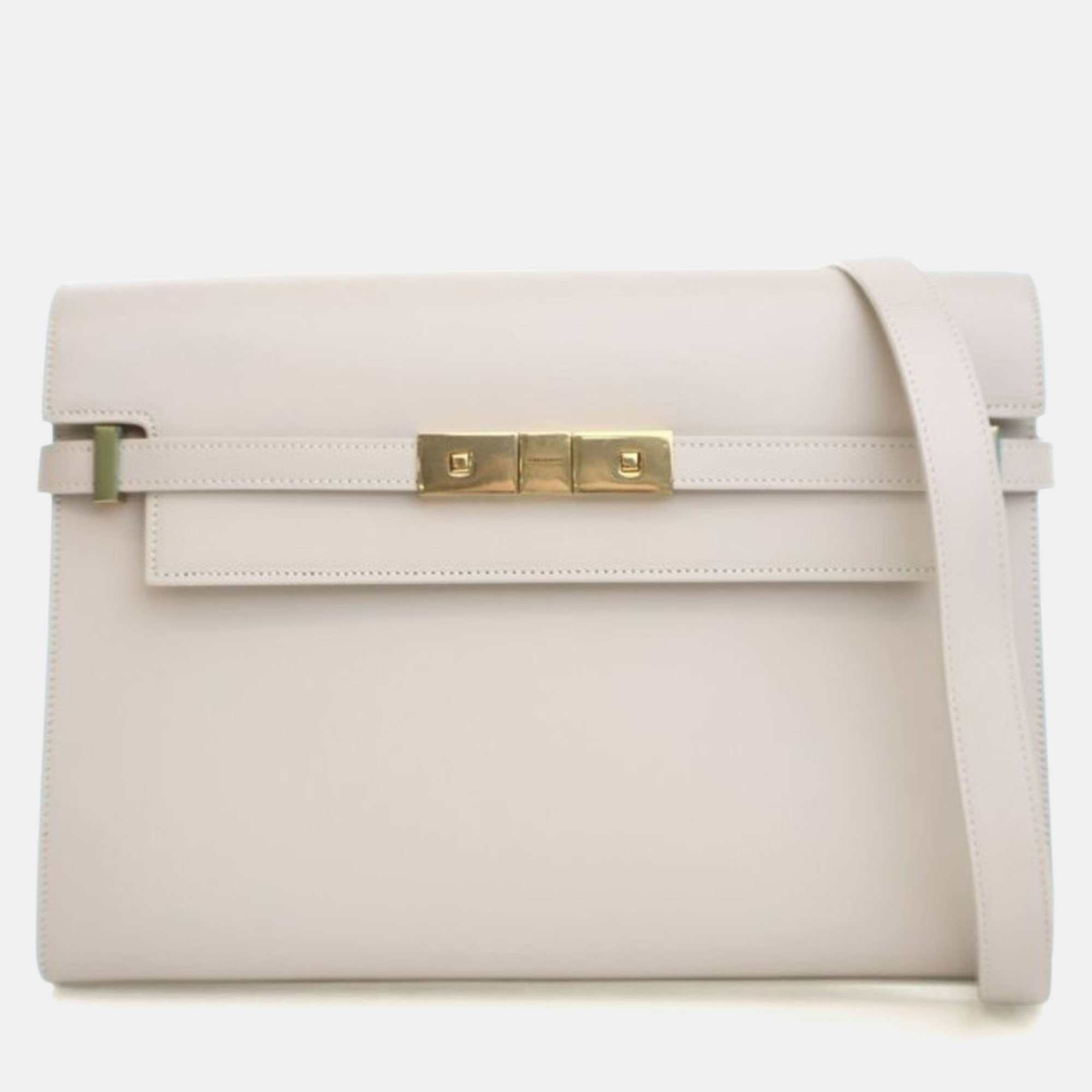 Saint Laurent Medium Leather Manhattan Shoulder Bag, White 
Saint Laurent Medium Leather Manhattan Shoulder Bag, White