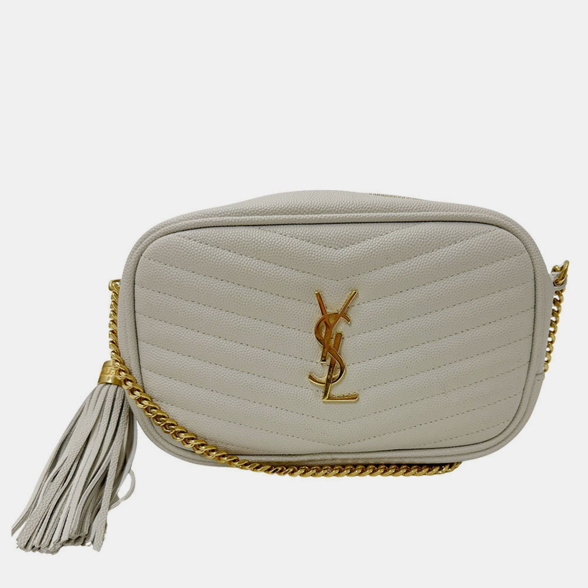 Saint Laurent Lou Shoulder Bag In White Leather With Tassel Small Mini
Saint Laurent Lou Shoulder Bag In White Leather With Tassel Small Mini