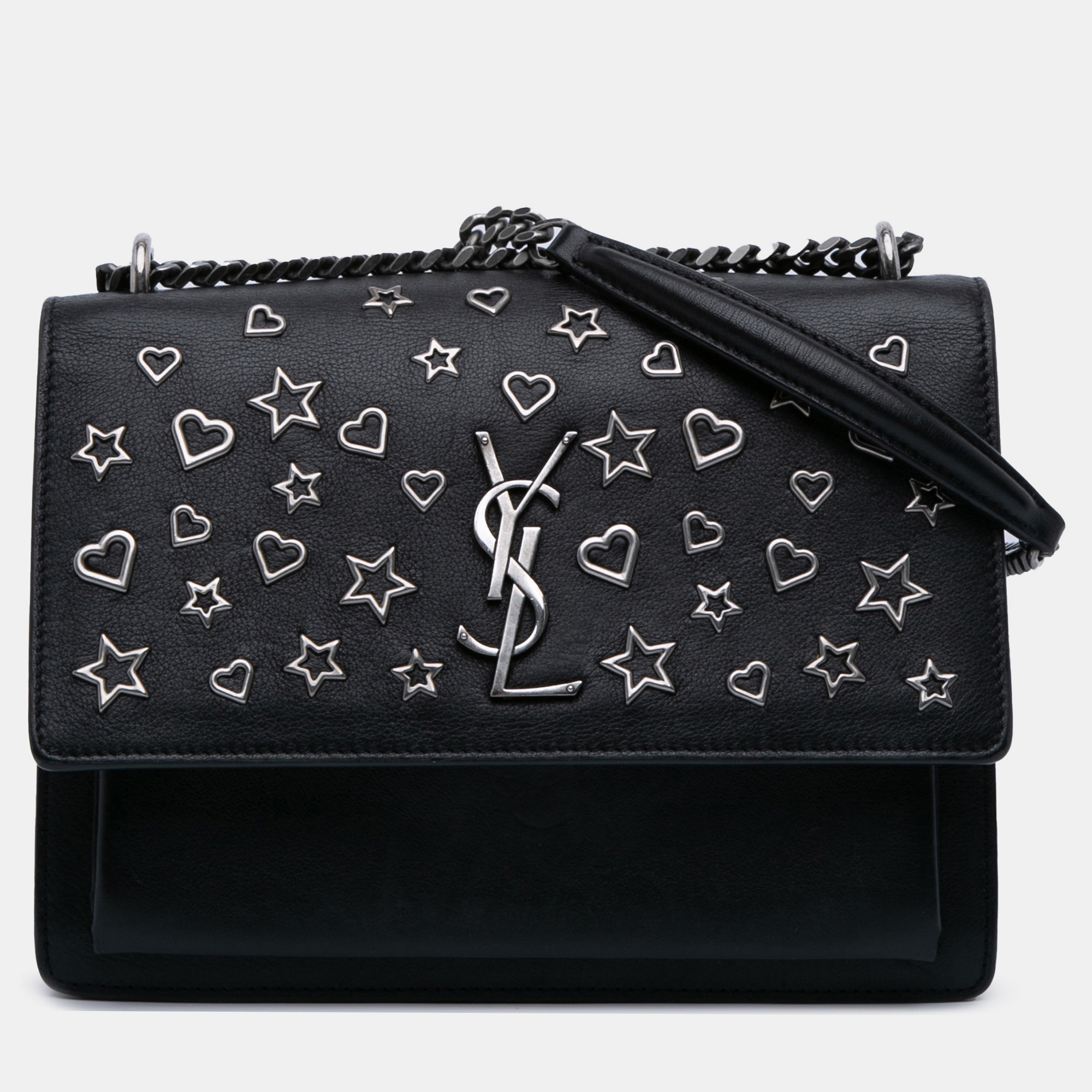 Saint Laurent Paris Black Medium Leather Monogram Stars and Hearts Sunset Crossbody
Saint Laurent Paris Black Medium Leather Monogram Stars and Hearts Sunset Crossbody