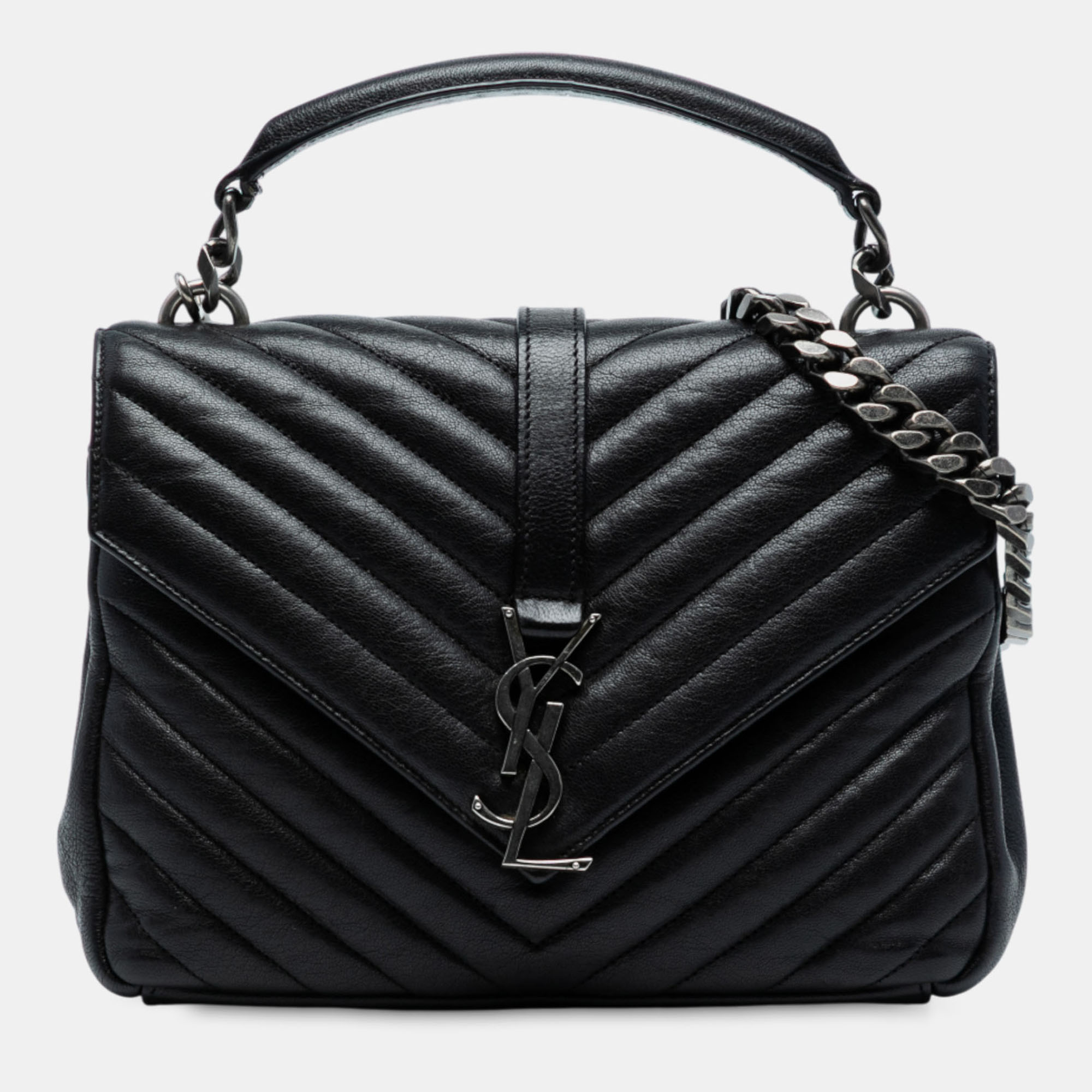 Saint Laurent Paris Black Medium Quilted Chevron Sheepskin College Satchel
Saint Laurent Paris Black Medium Quilted Chevron Sheepskin College Satchel