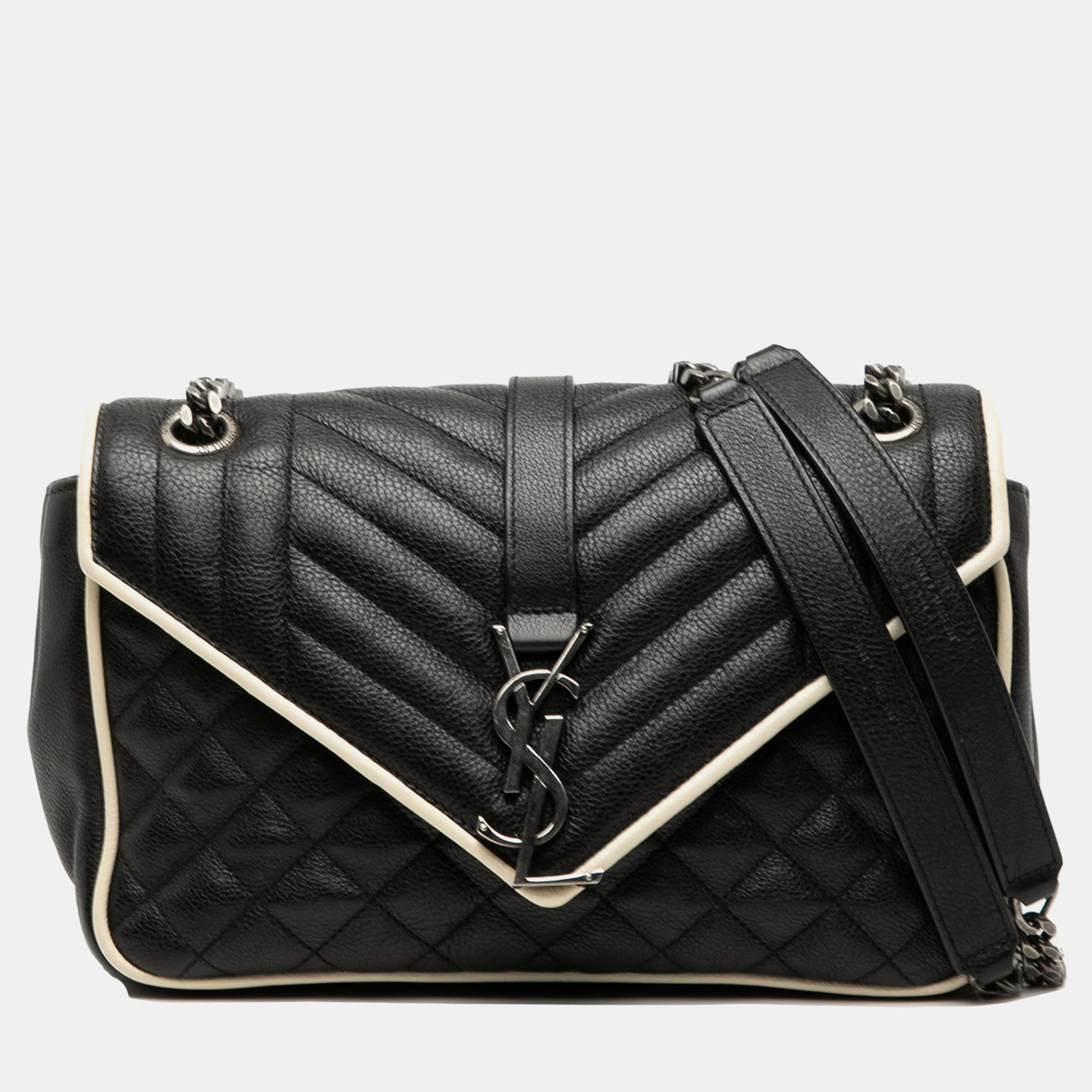 Saint Laurent Paris Black Medium Calfskin Triquilt Monogram College Bag
Saint Laurent Paris Black Medium Calfskin Triquilt Monogram College Bag