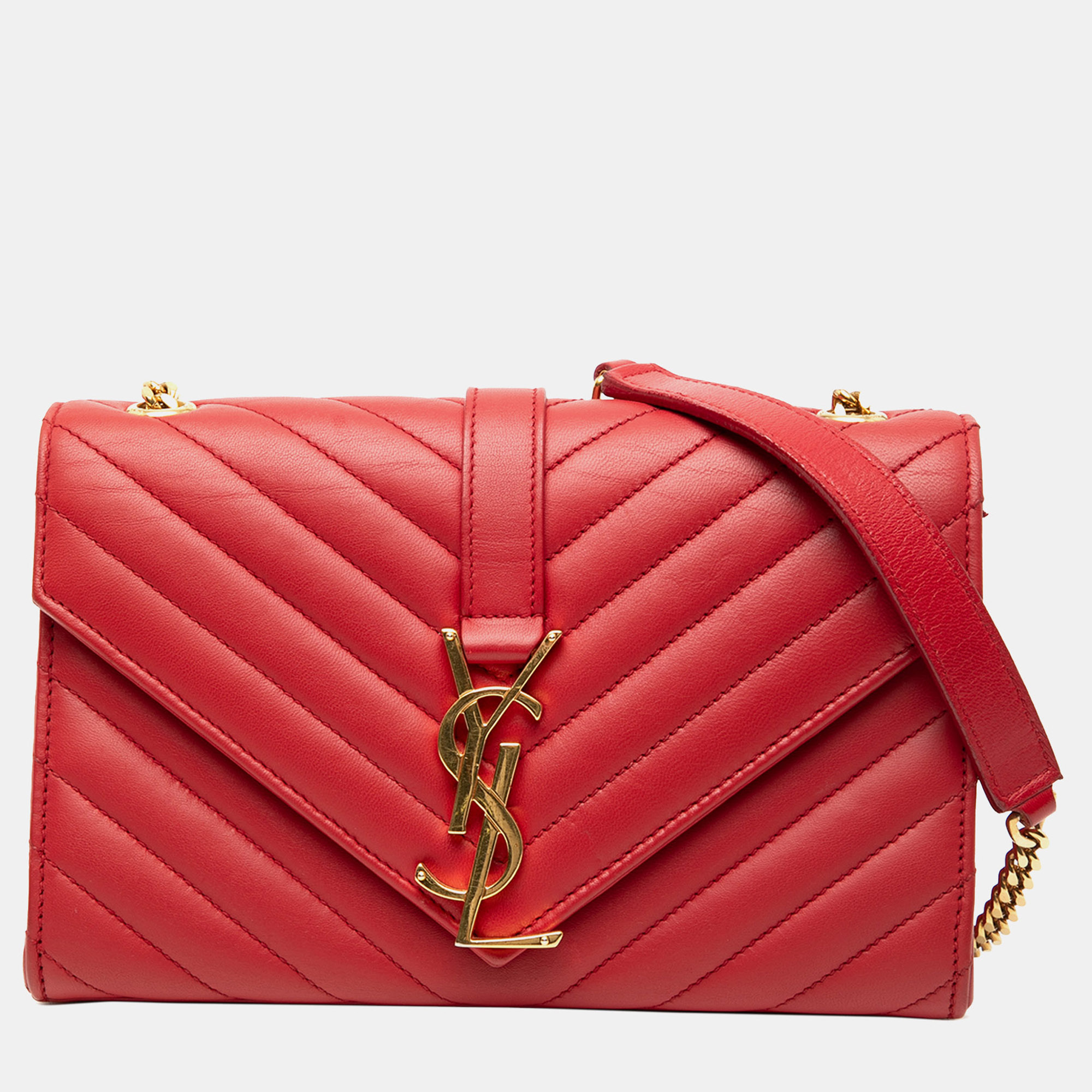 Saint Laurent Paris Red Small Chevron Calfskin Monogram Envelope Bag
Saint Laurent Paris Red Small Chevron Calfskin Monogram Envelope Bag