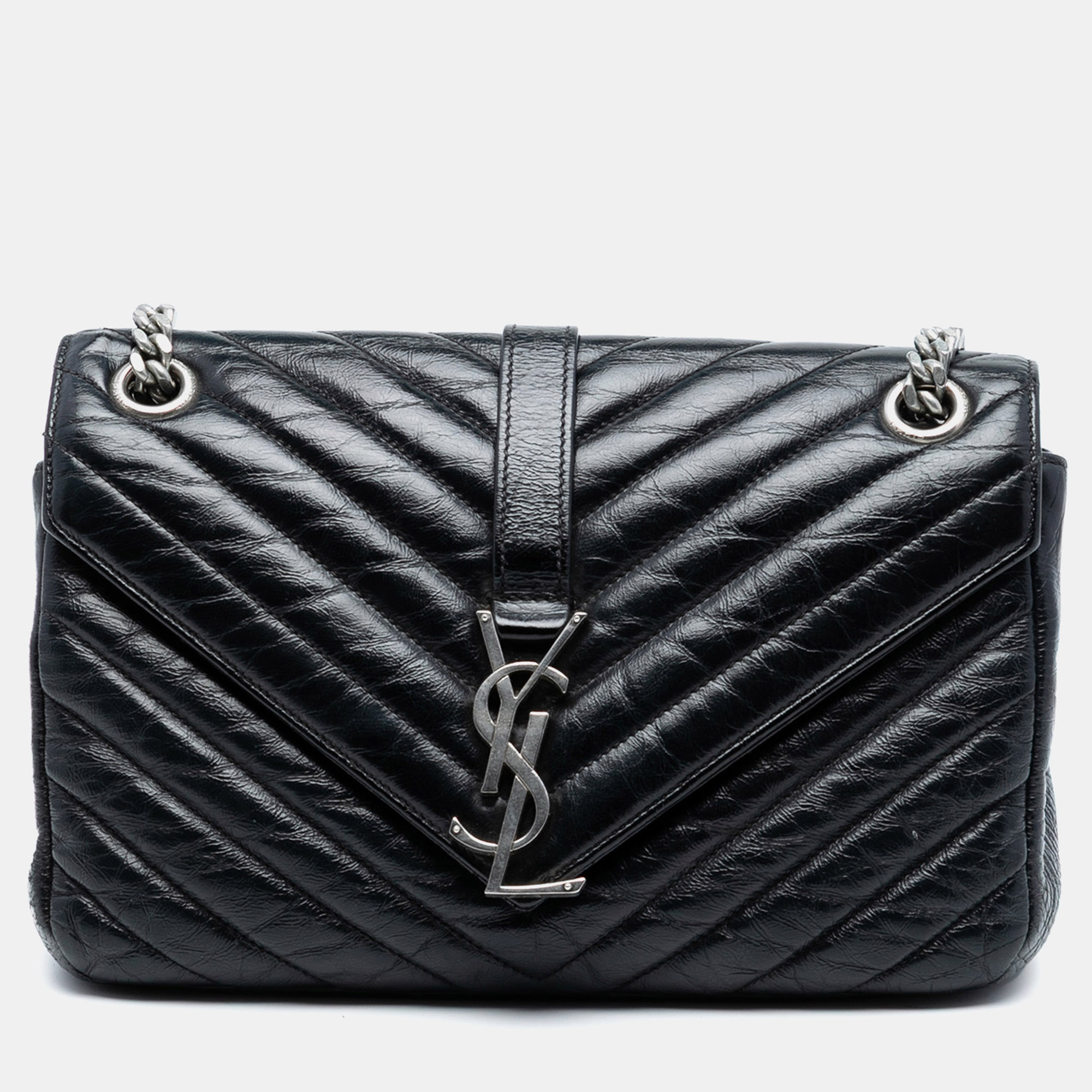 Saint Laurent Paris Black Medium Crinkled Calfskin Punk Chain Bag
Saint Laurent Paris Black Medium Crinkled Calfskin Punk Chain Bag