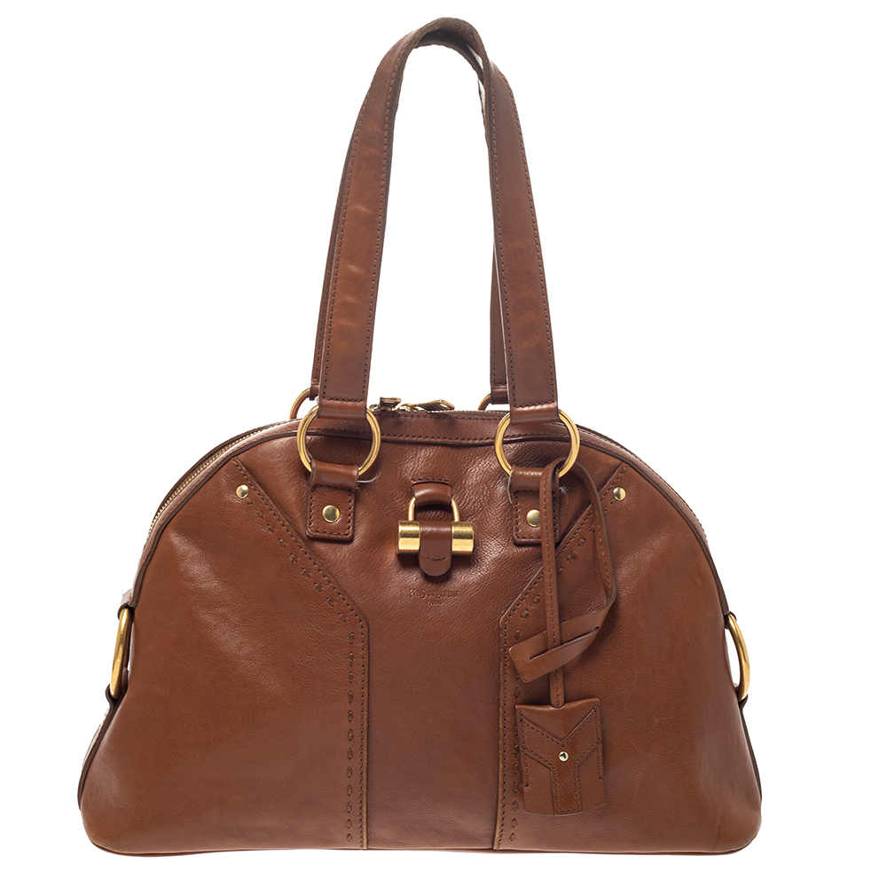 Image of Saint Laurent Brown Leather Muse Satchel