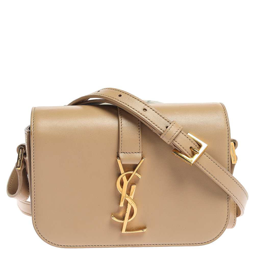Image of Saint Laurent Beige Leather Small Universite Shoulder Bag