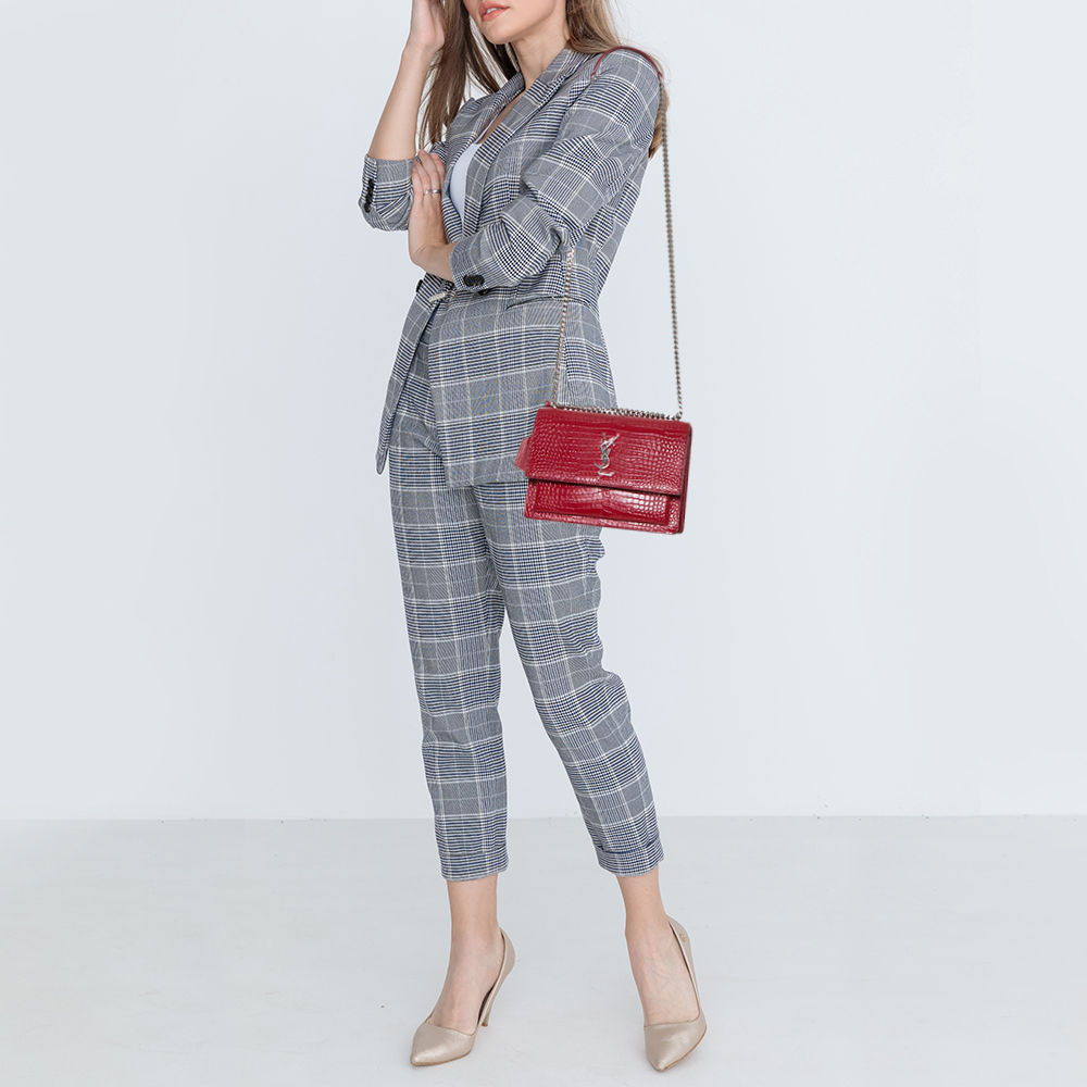 Saint Laurent Red Croc Embossed Leather Medium Sunset Shoulder Bag, Blue
Saint Laurent Red Croc Embossed Leather Medium Sunset Shoulder Bag, Blue