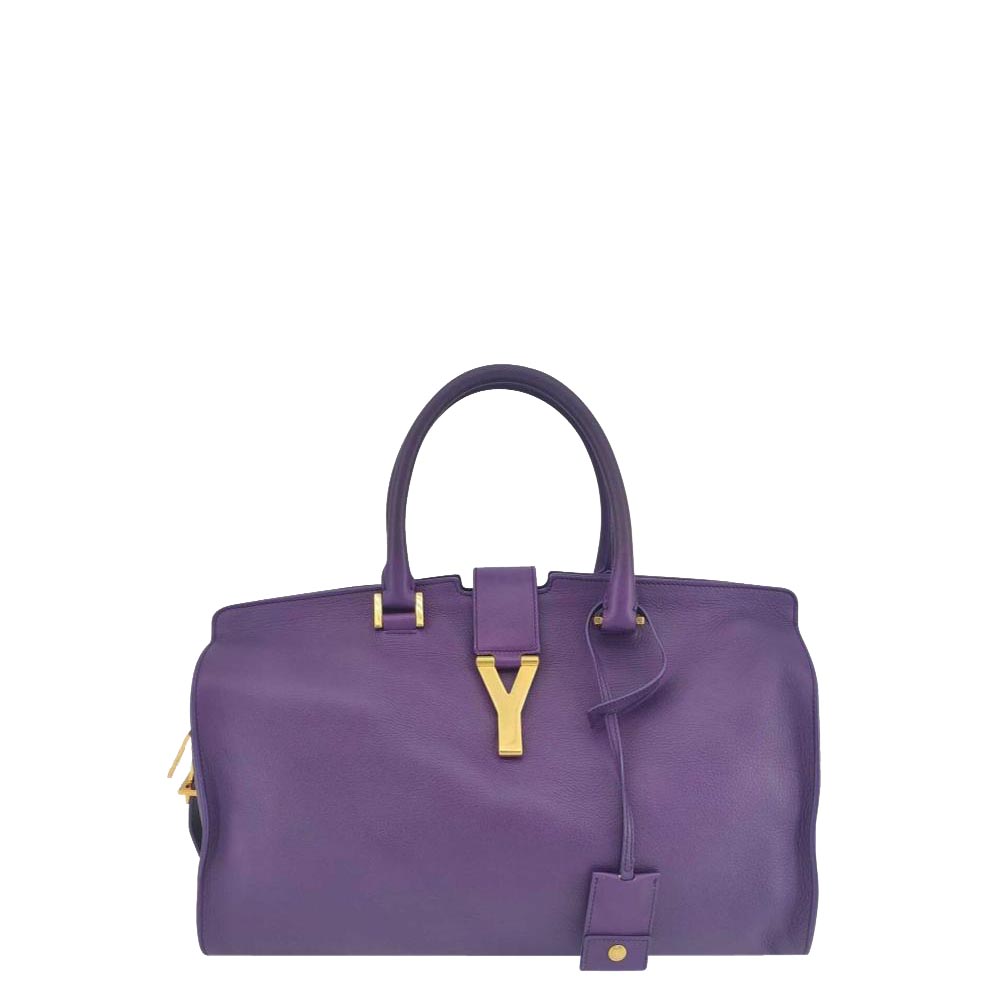 Saint Laurent Purple Leather Cabas Chyc Small Tote Bag
