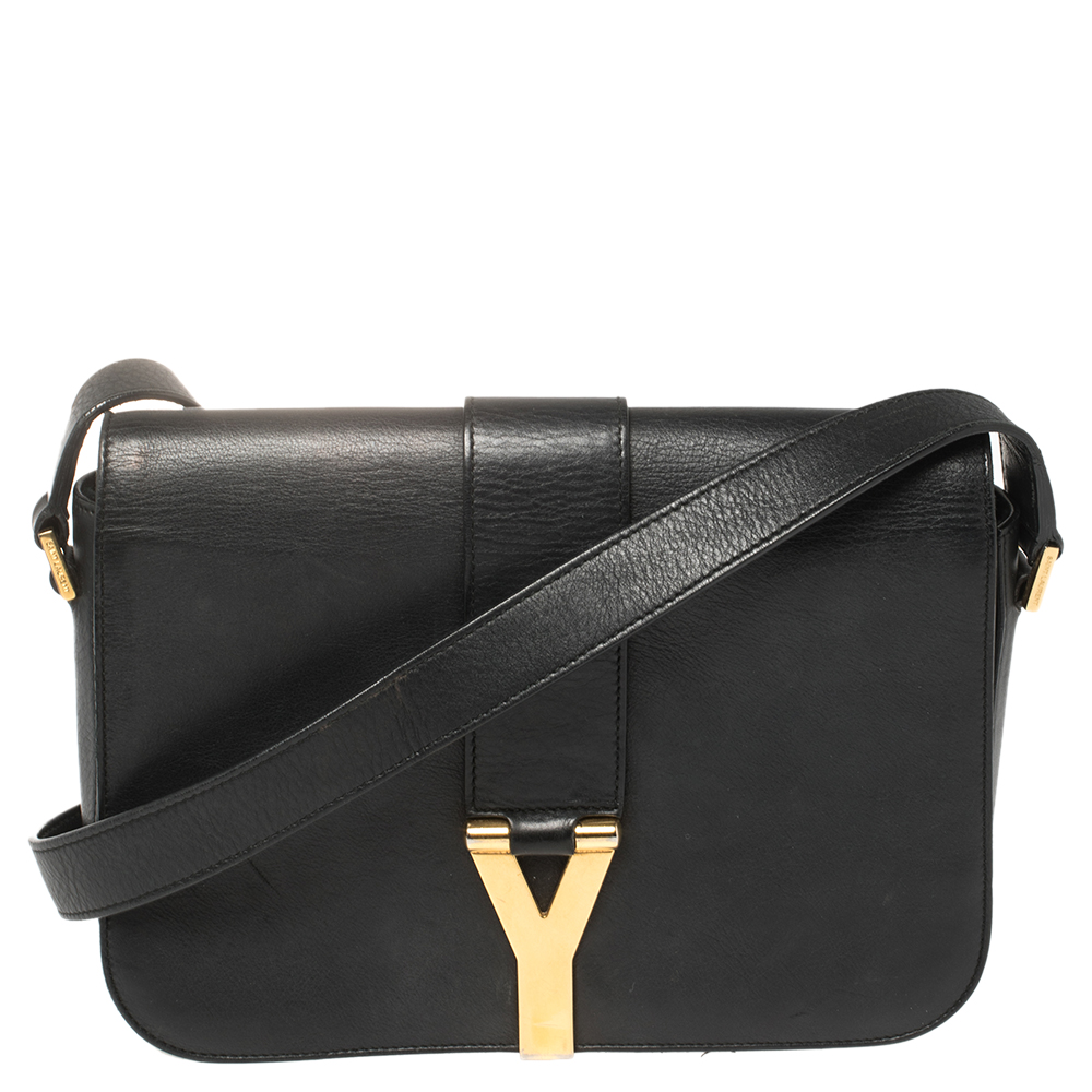 Saint Laurent Black Leather Medium Chyc Flap Bag