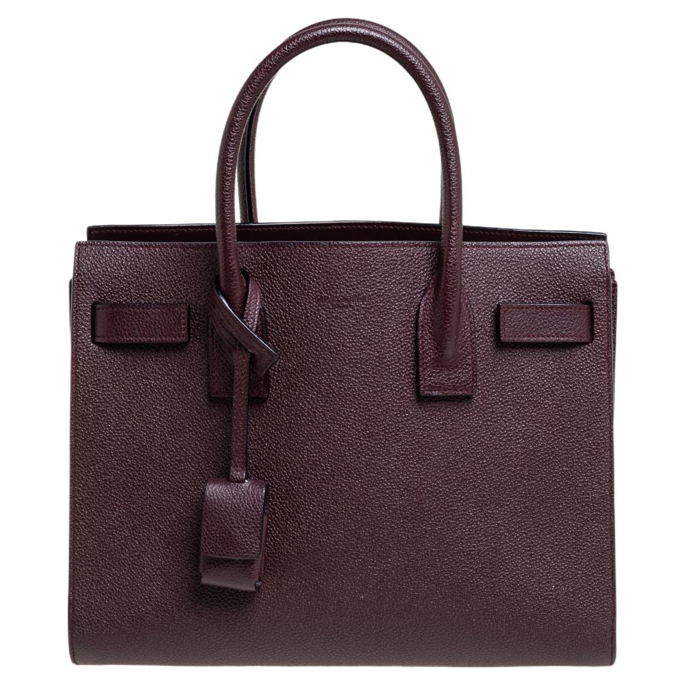 Saint Laurent Paris - Saint laurent burgundy grained leather baby classic sac de jour tote