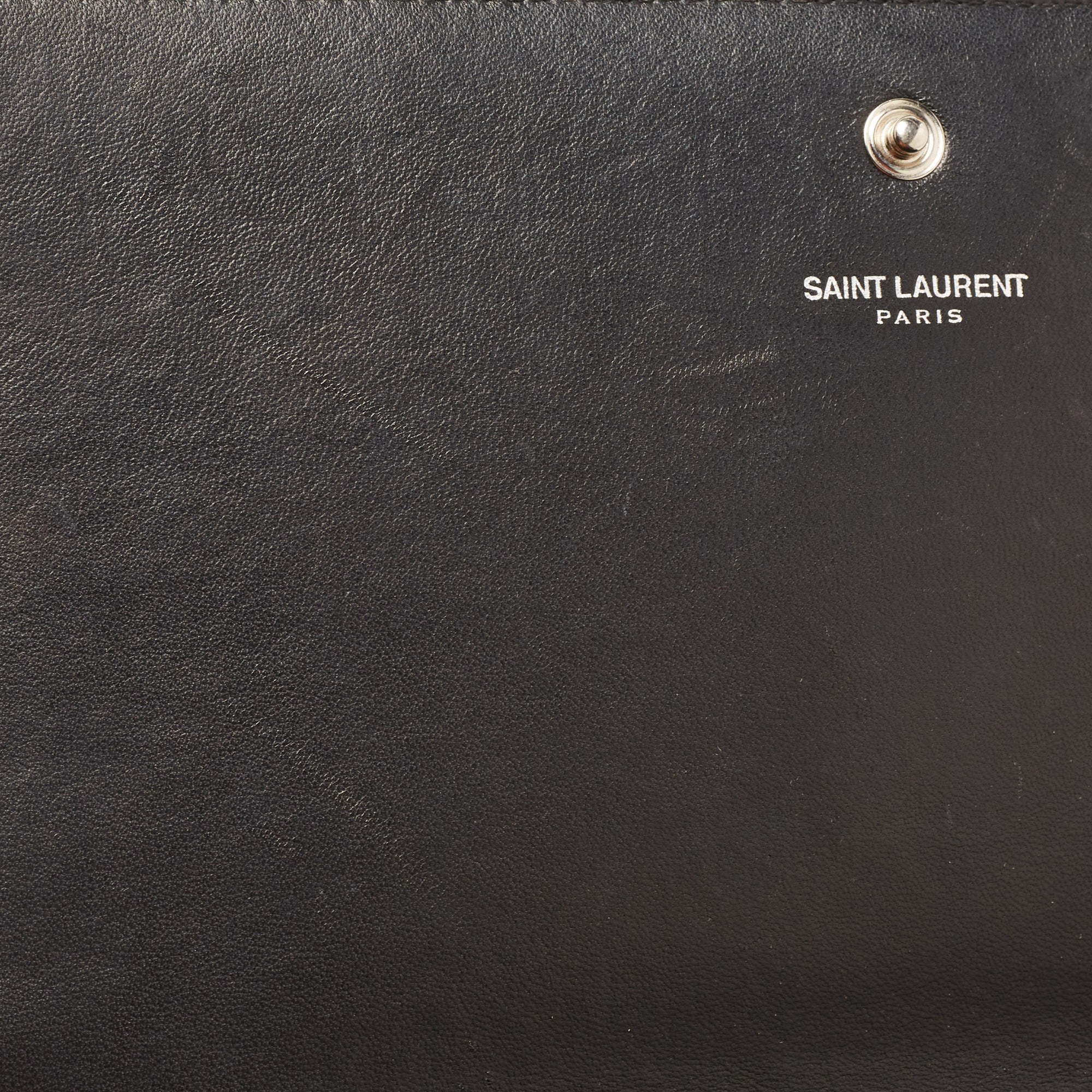 Saint Laurent Black Croc Embossed Leather Kate Clutch