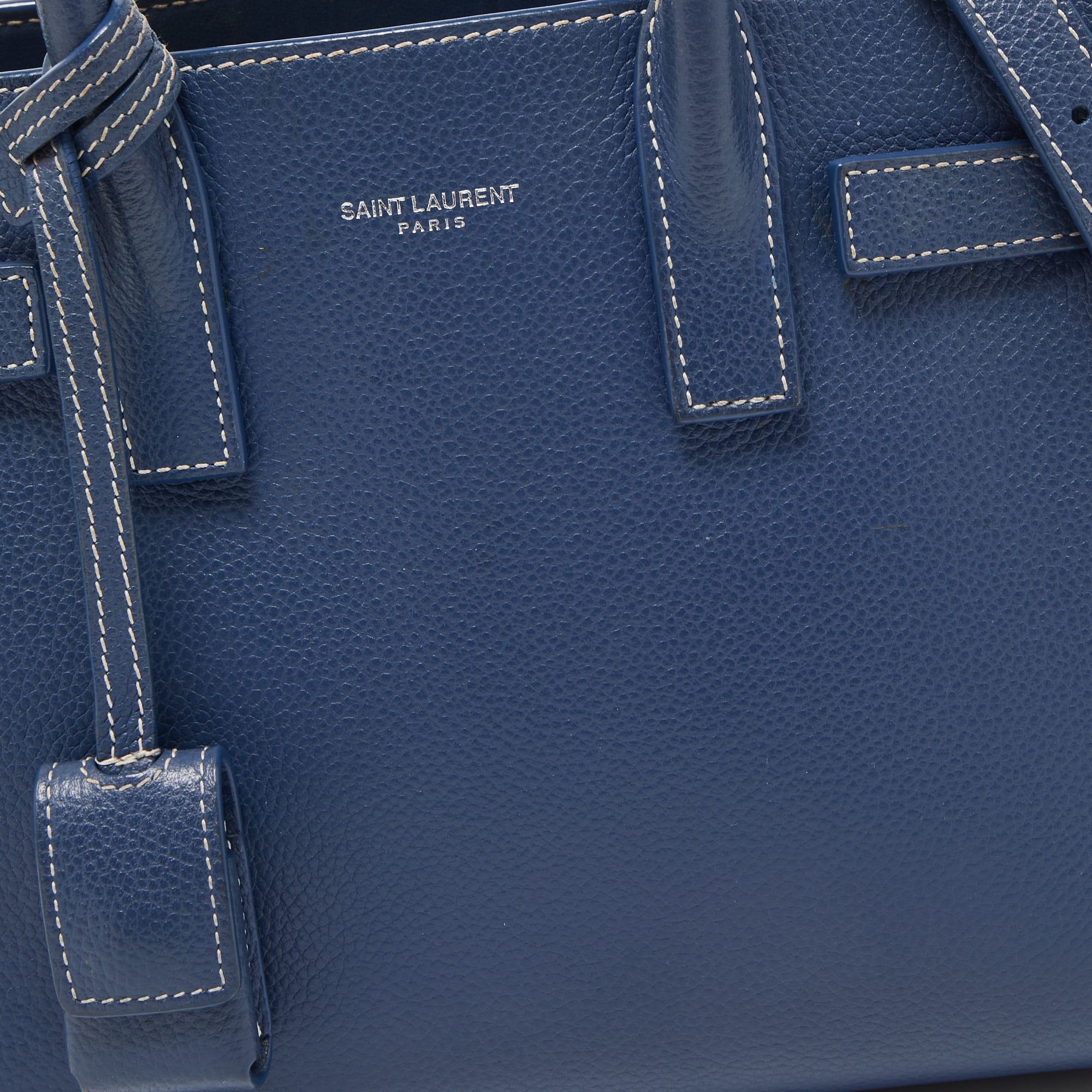 Saint Laurent Blue Leather Nano Classic Sac De Jour Tote