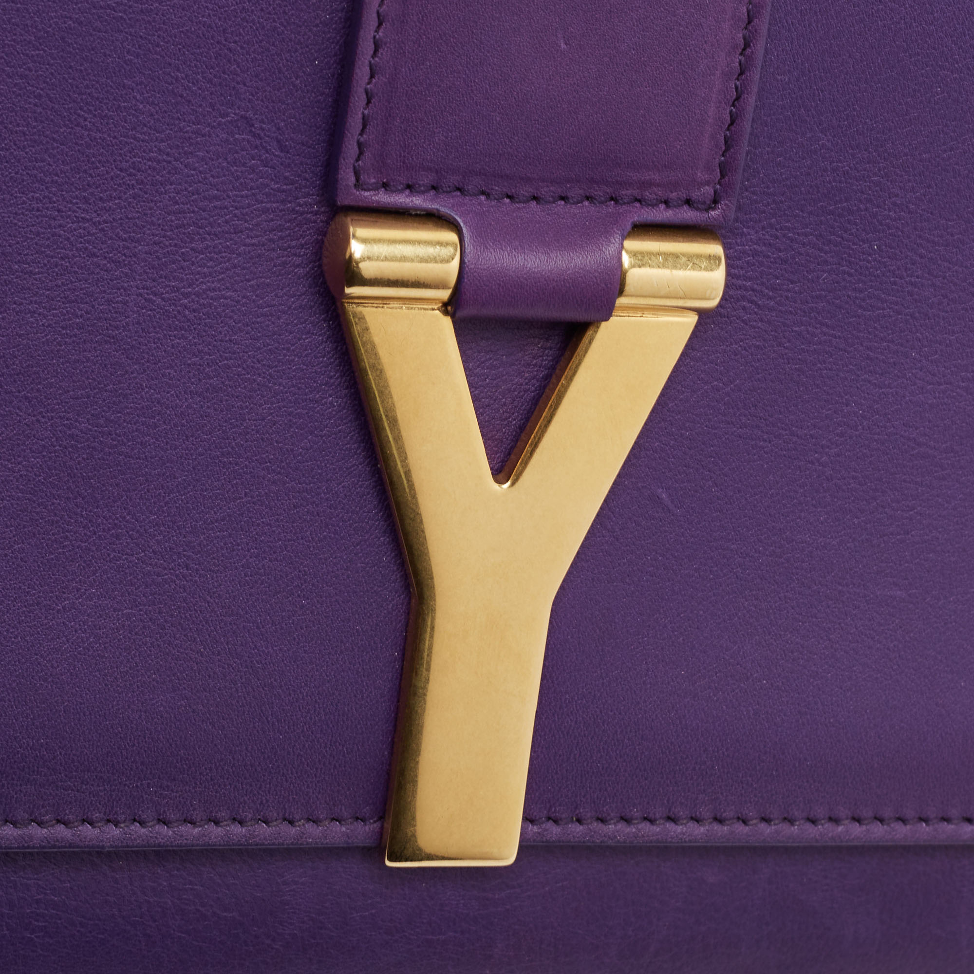 Saint Laurent Purple Leather Y-Ligne Clutch