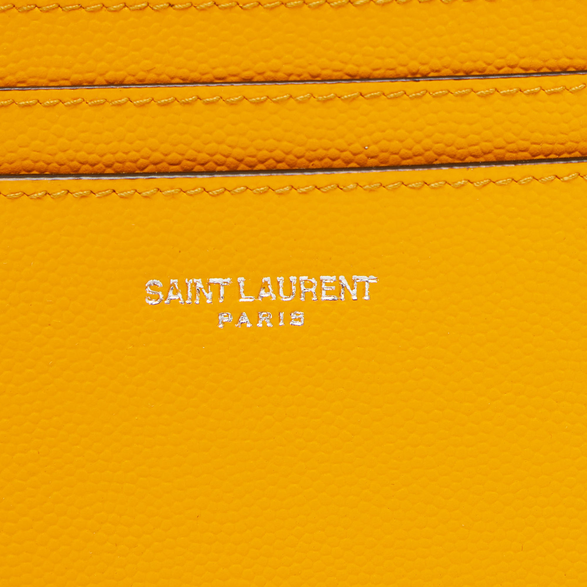 Saint Laurent Mustard Leather Logo Card Holder