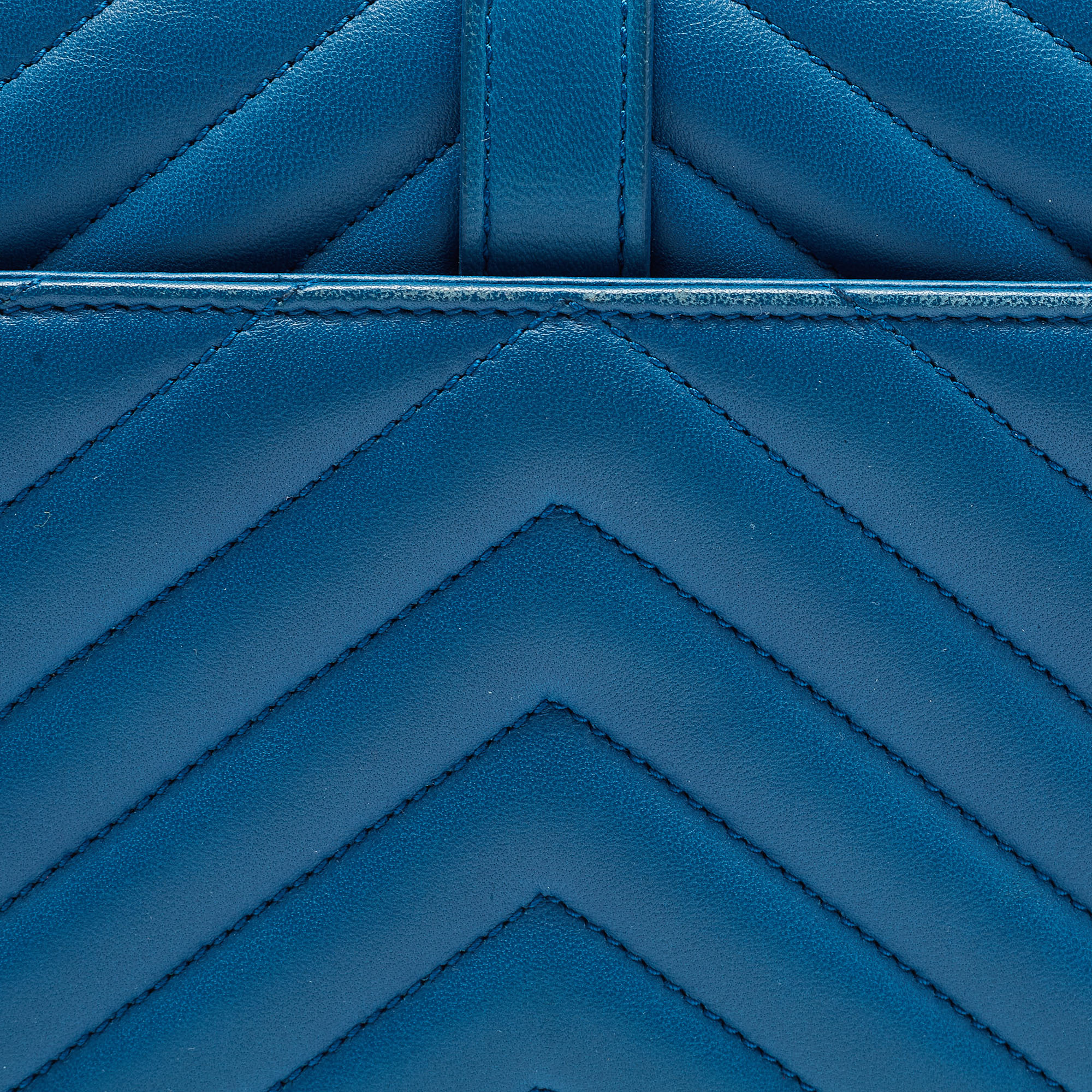 Saint Laurent Blue Matelasse Leather Envelope Chain Shoulder Bag