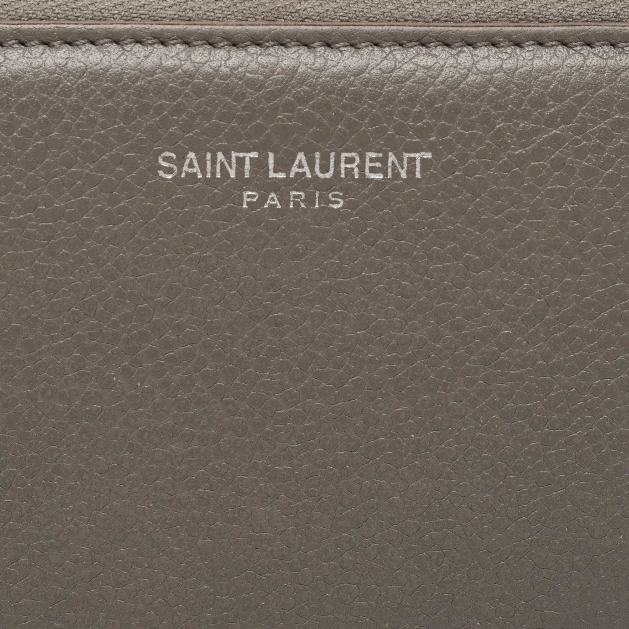 Saint Laurent Grey Leather Zip Around Continental Wallet