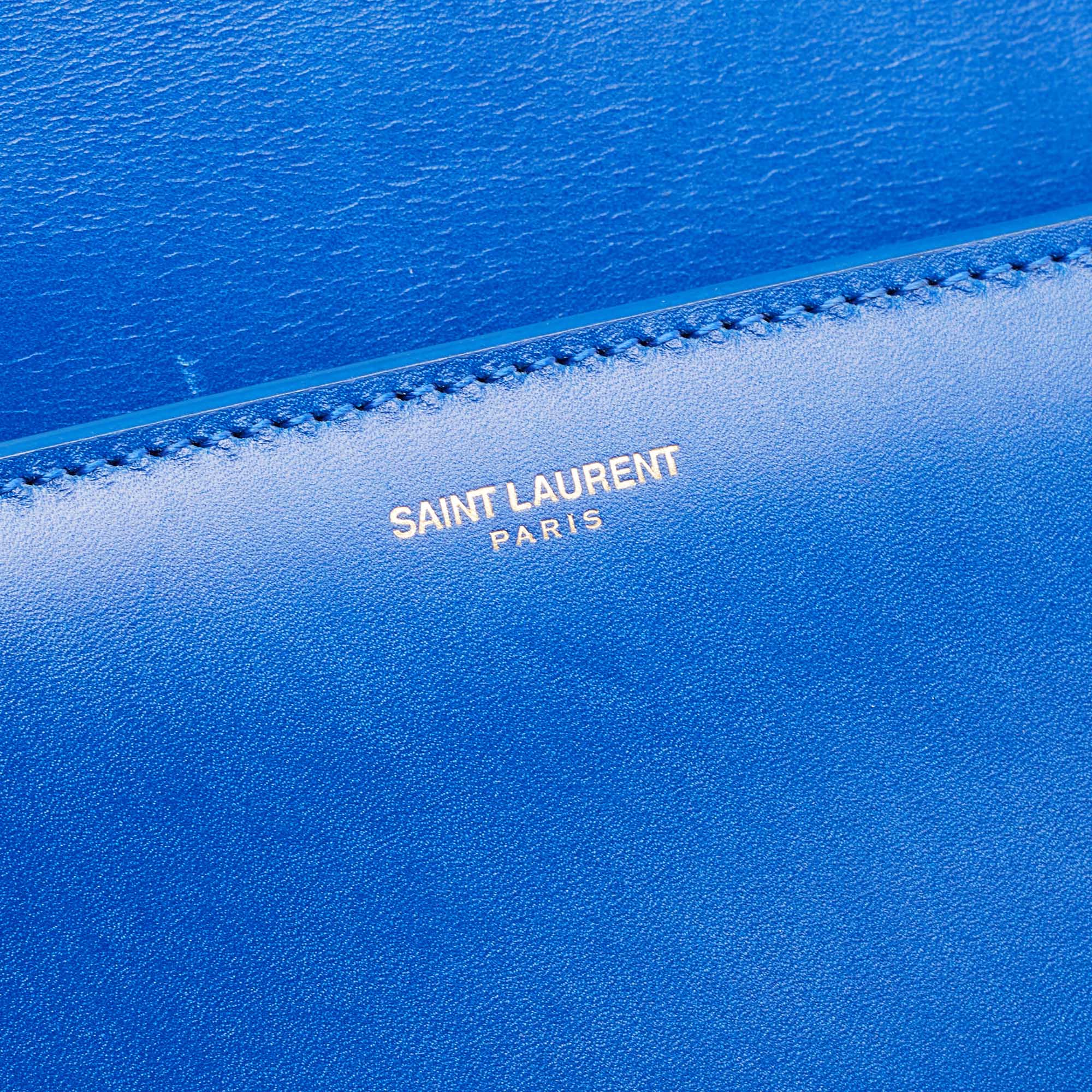 Saint Laurent Blue/Green Leather Betty Clutch