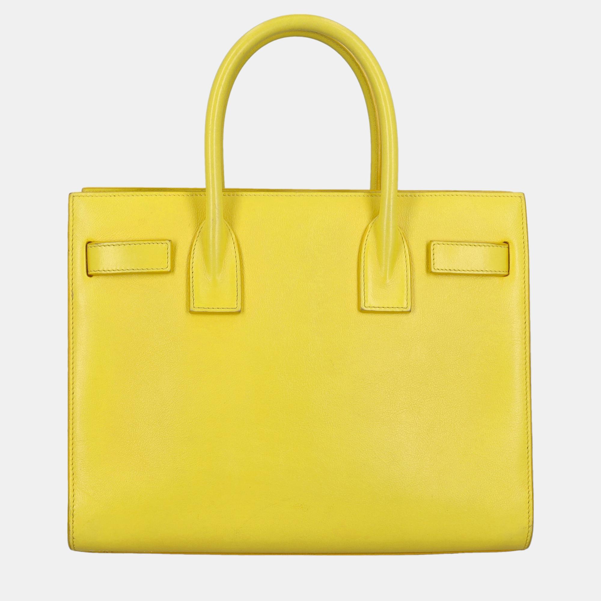 Saint Laurent Sac De Jour -  Women's Leather Tote Bag - Yellow - One Size