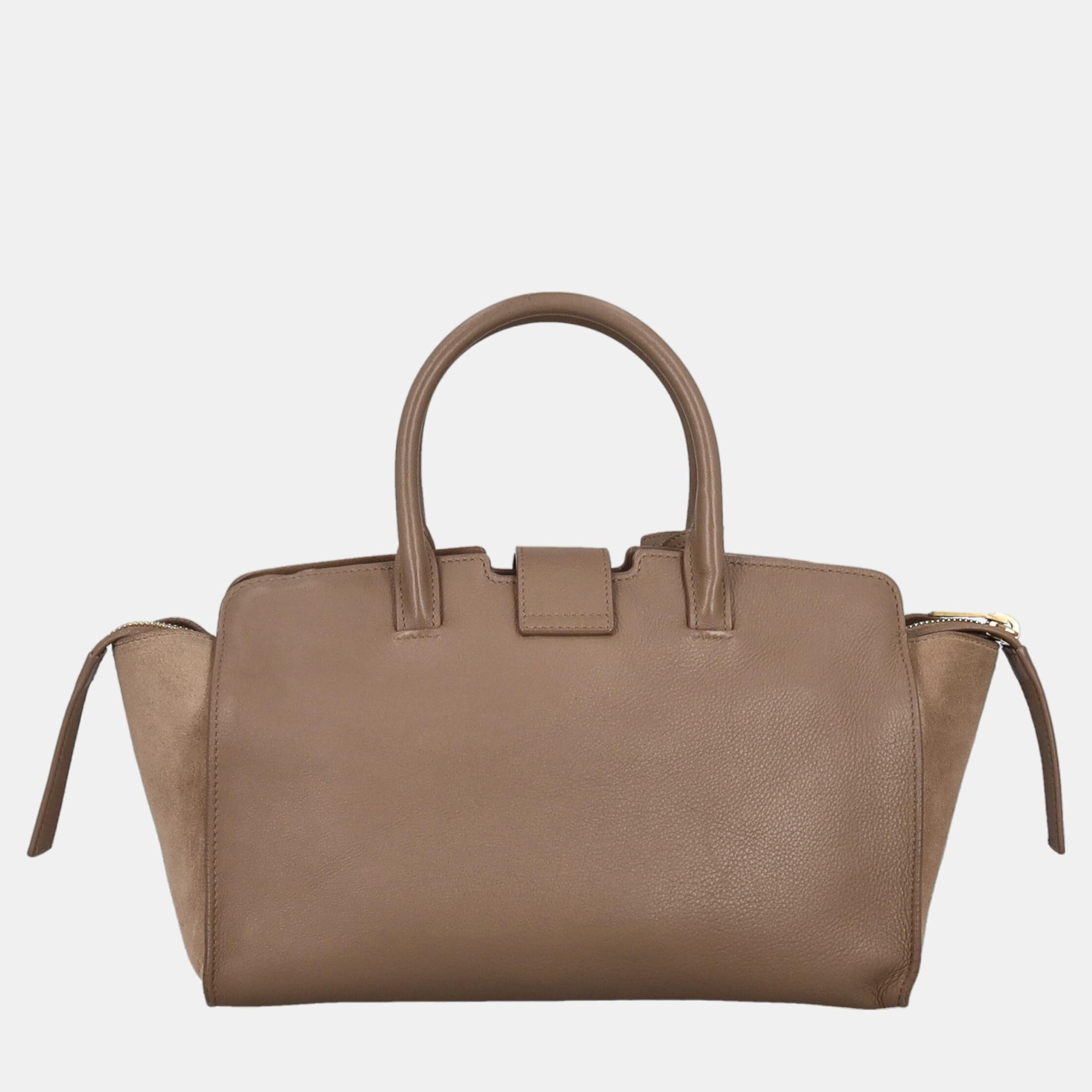 Saint Laurent Monogram Downtown Cabas -  Women's Leather Tote Bag - Beige - One Size
