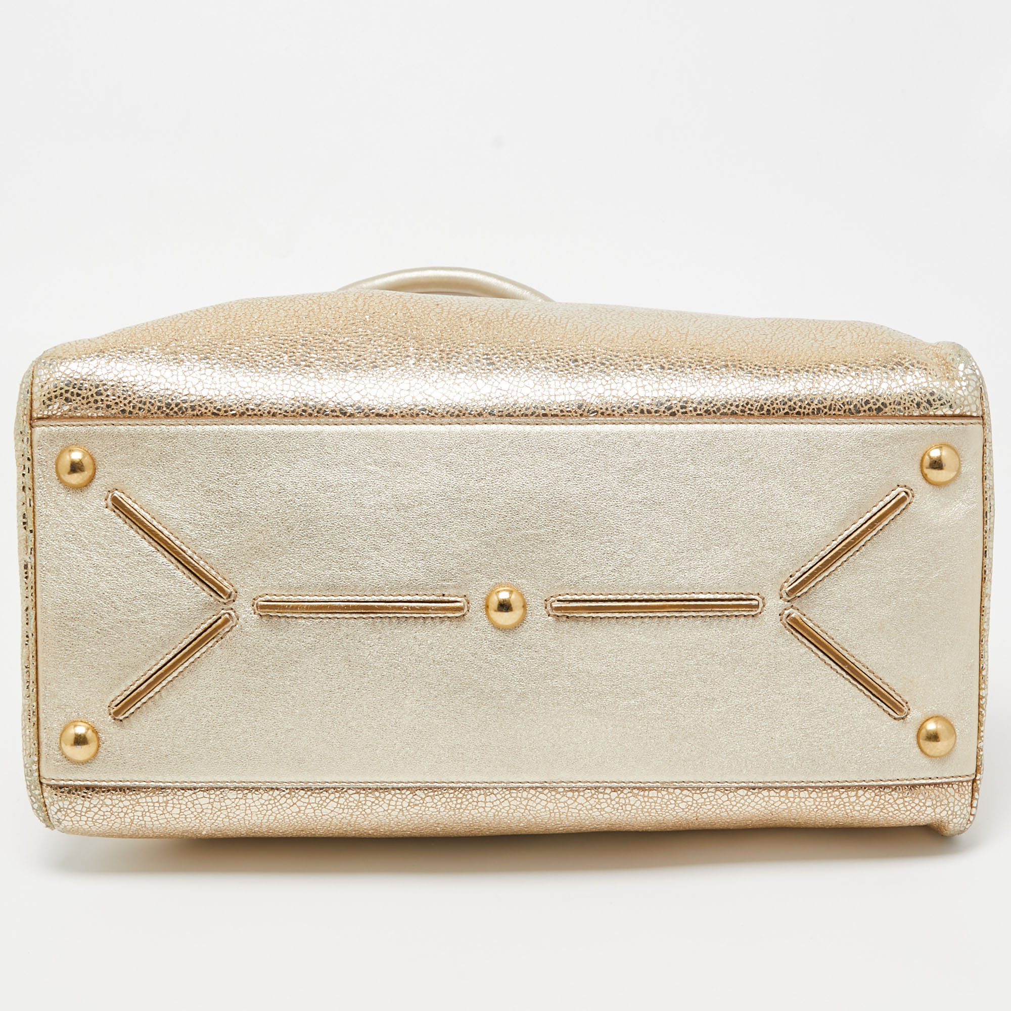 Saint Laurent Gold Textured Leather Medium Majorelle Bag