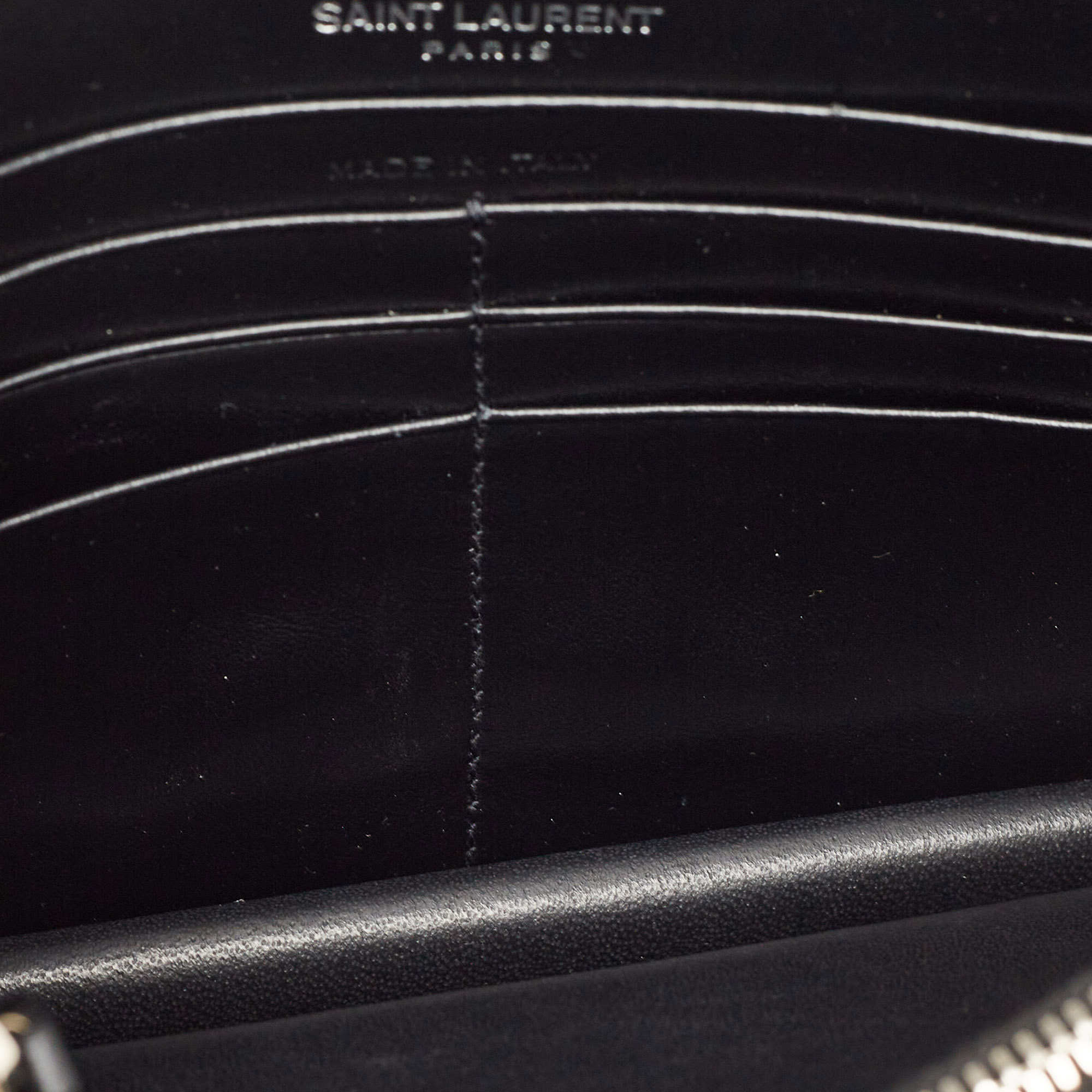 Saint Laurent Black/Silver Star Print Leather Kate Tassel Wallet On Chain
