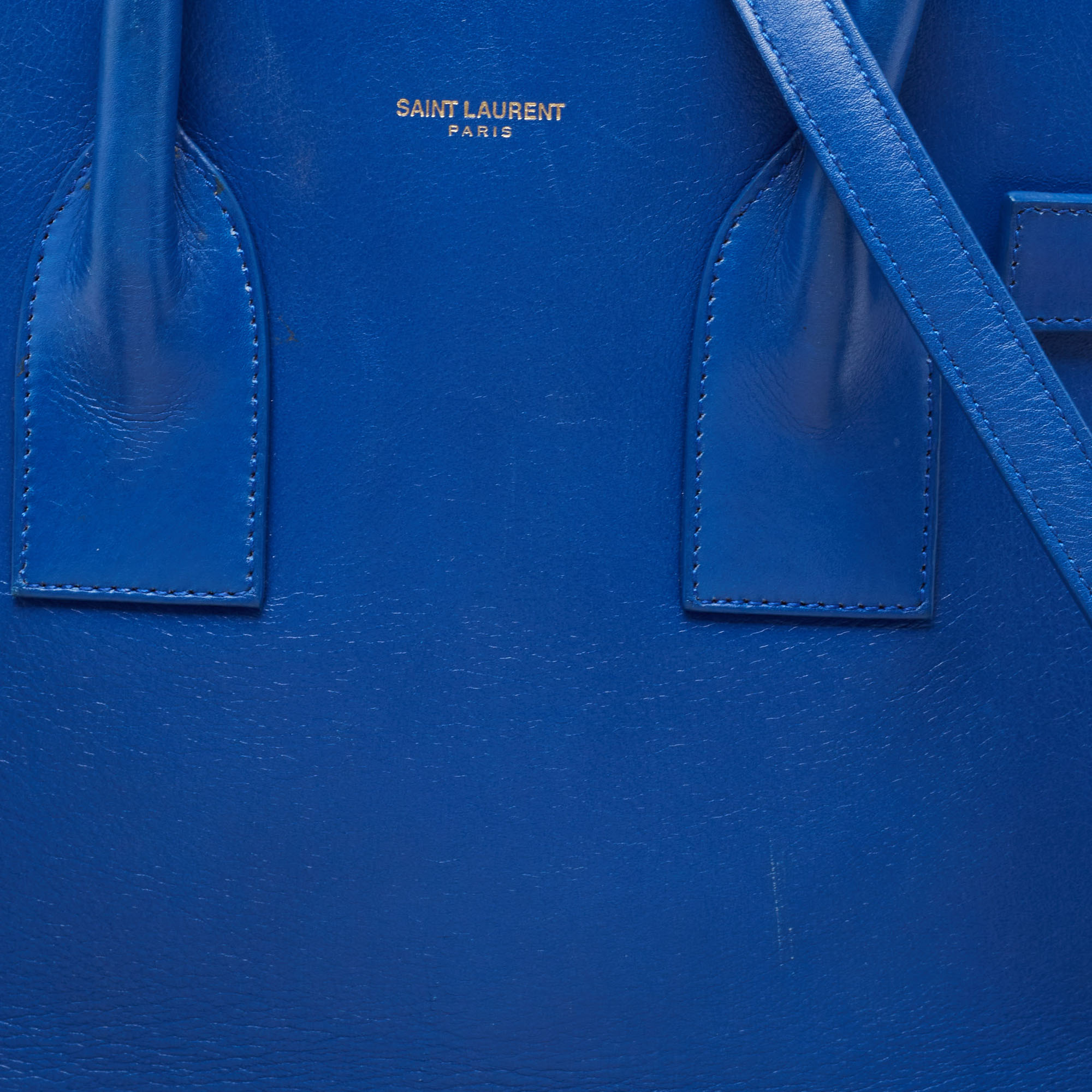 Saint Laurent Blue Leather Small Classic Sac De Jour Tote