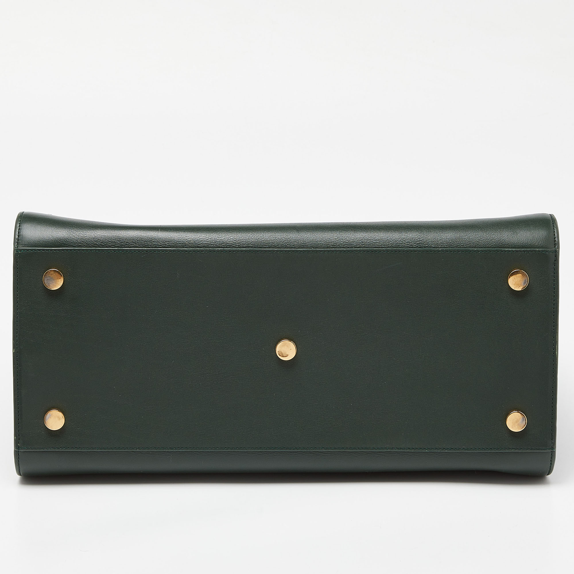 Saint Laurent Green Leather Medium Classic Sac De Jour Tote