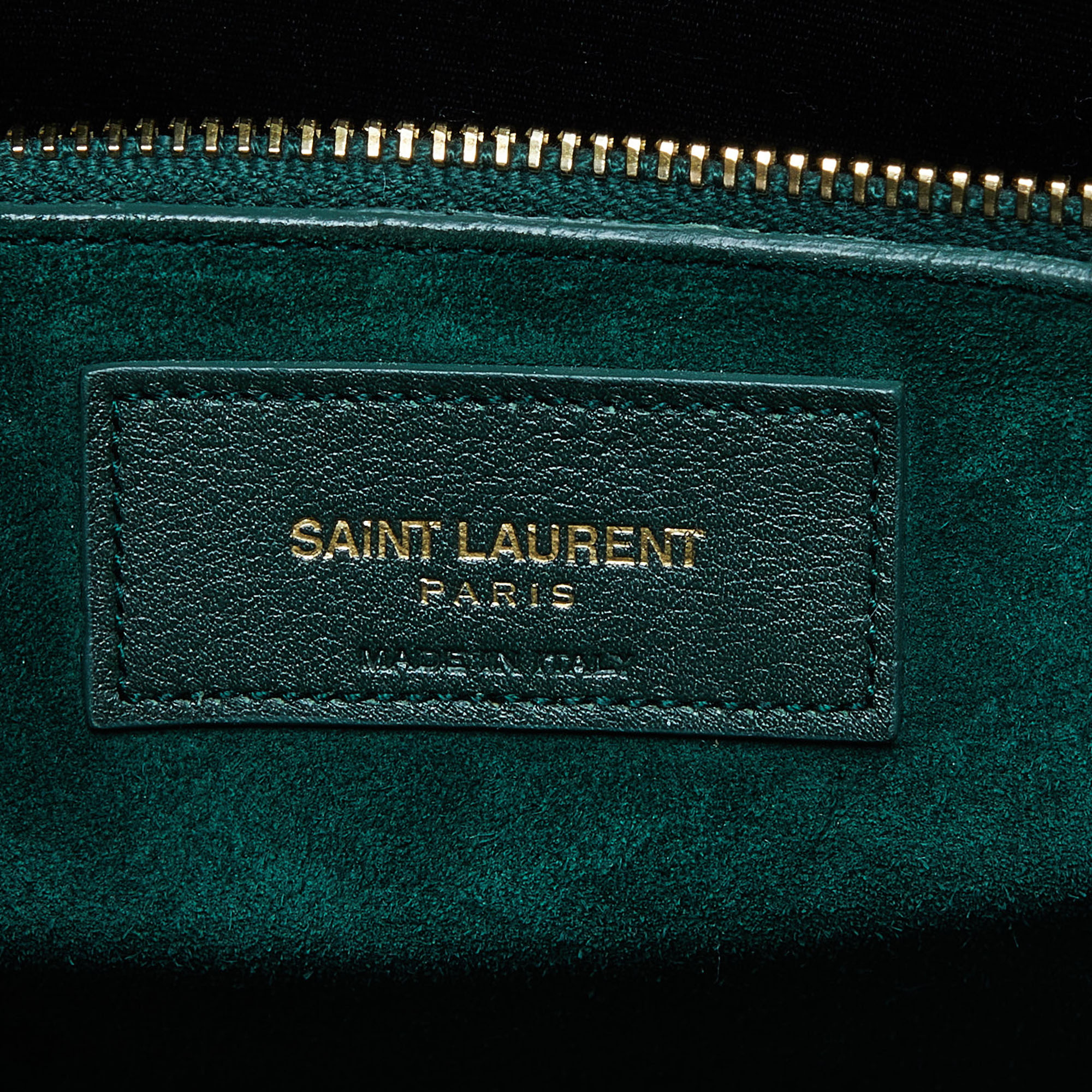 Saint Laurent Green Leather Medium Classic Sac De Jour Tote