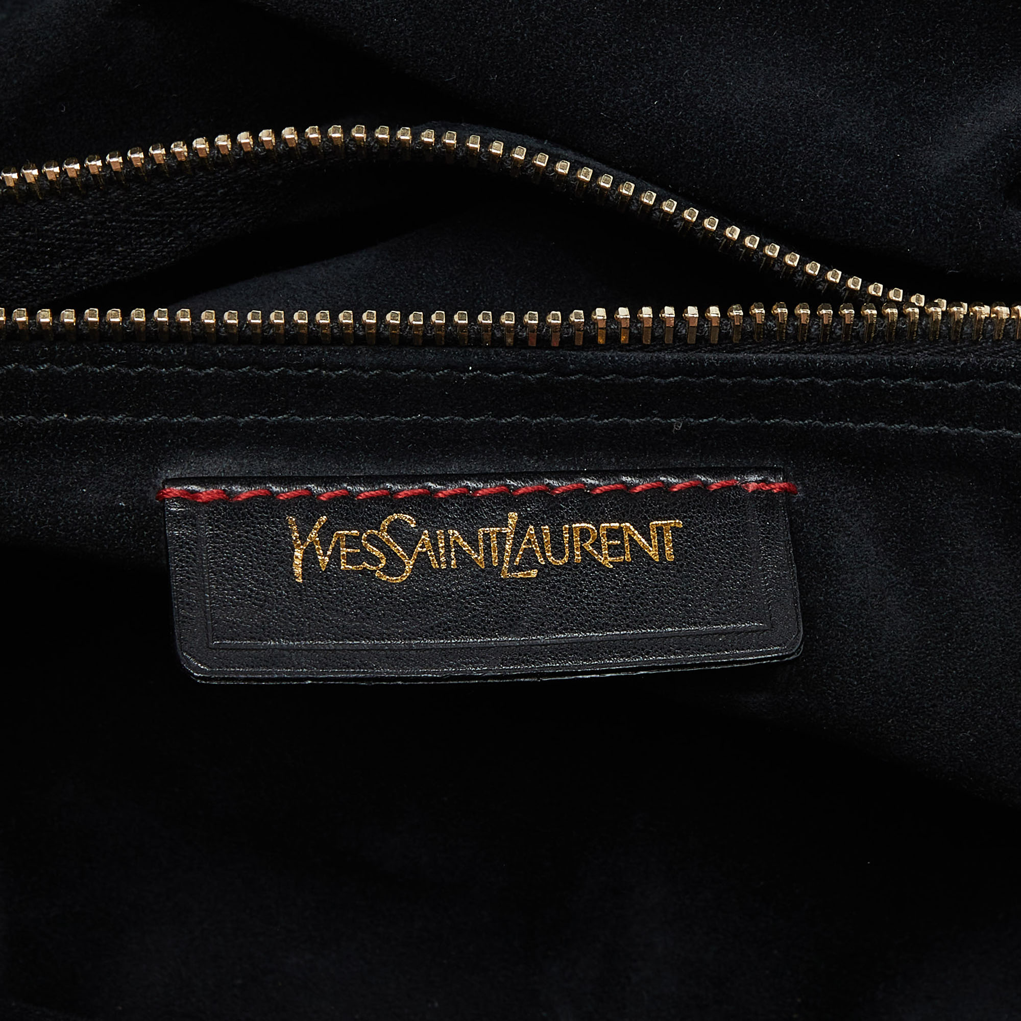 Yves Saint Laurent Black Denim, Suede And Patent Leather Medium Muse Two Satchel