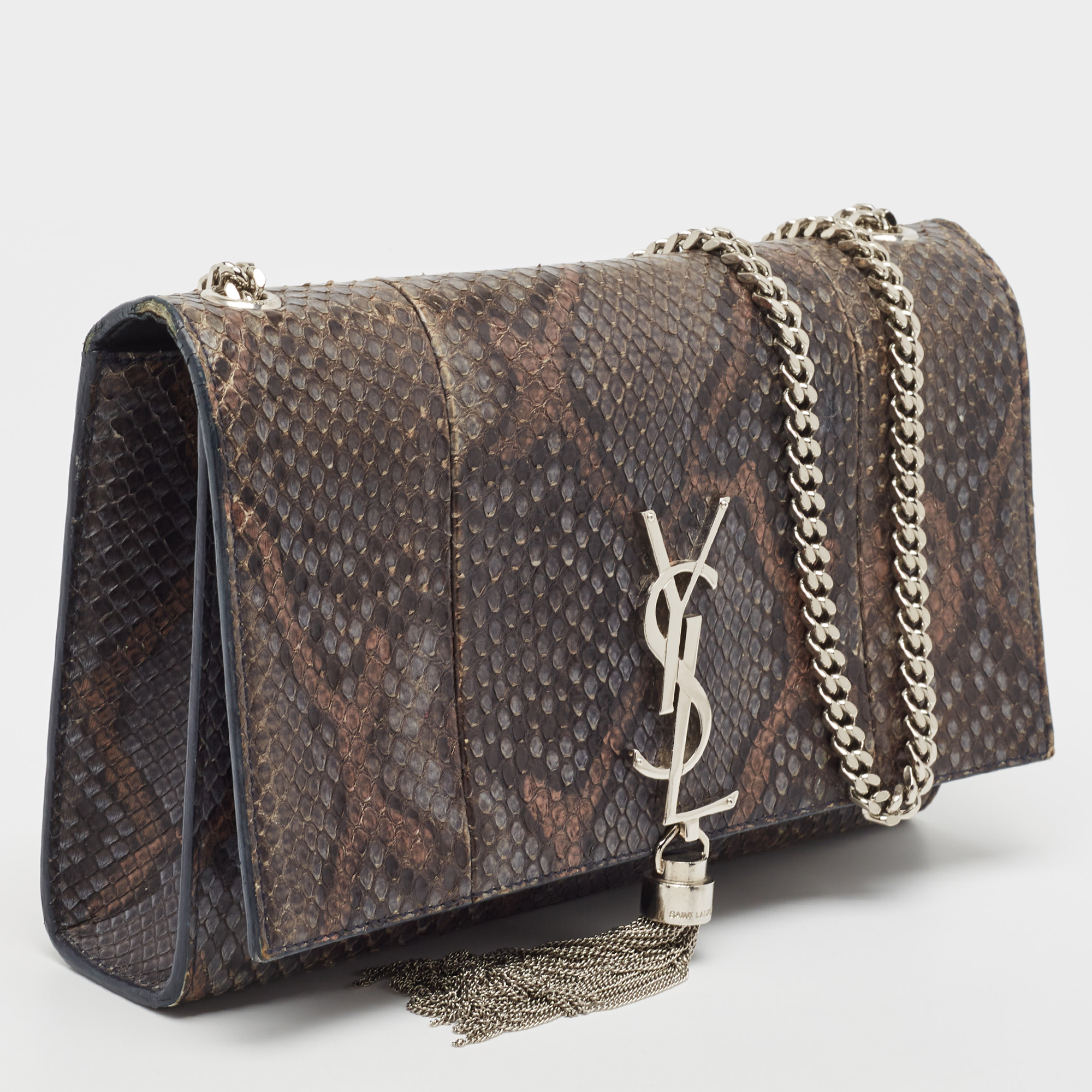 Saint Laurent Green/Brown Python Kate Shoulder Bag