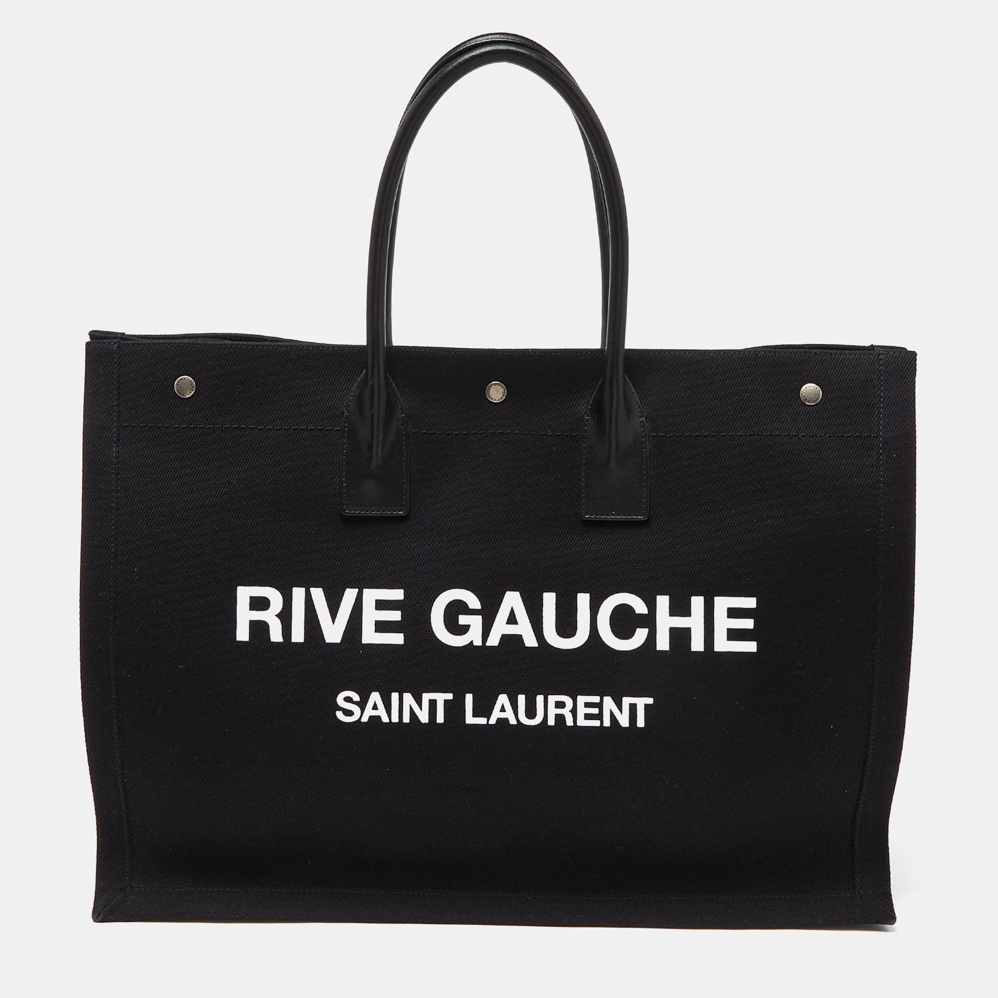 Saint Laurent Black Canvas And Leather Large Rive Gauche Shopper Tote