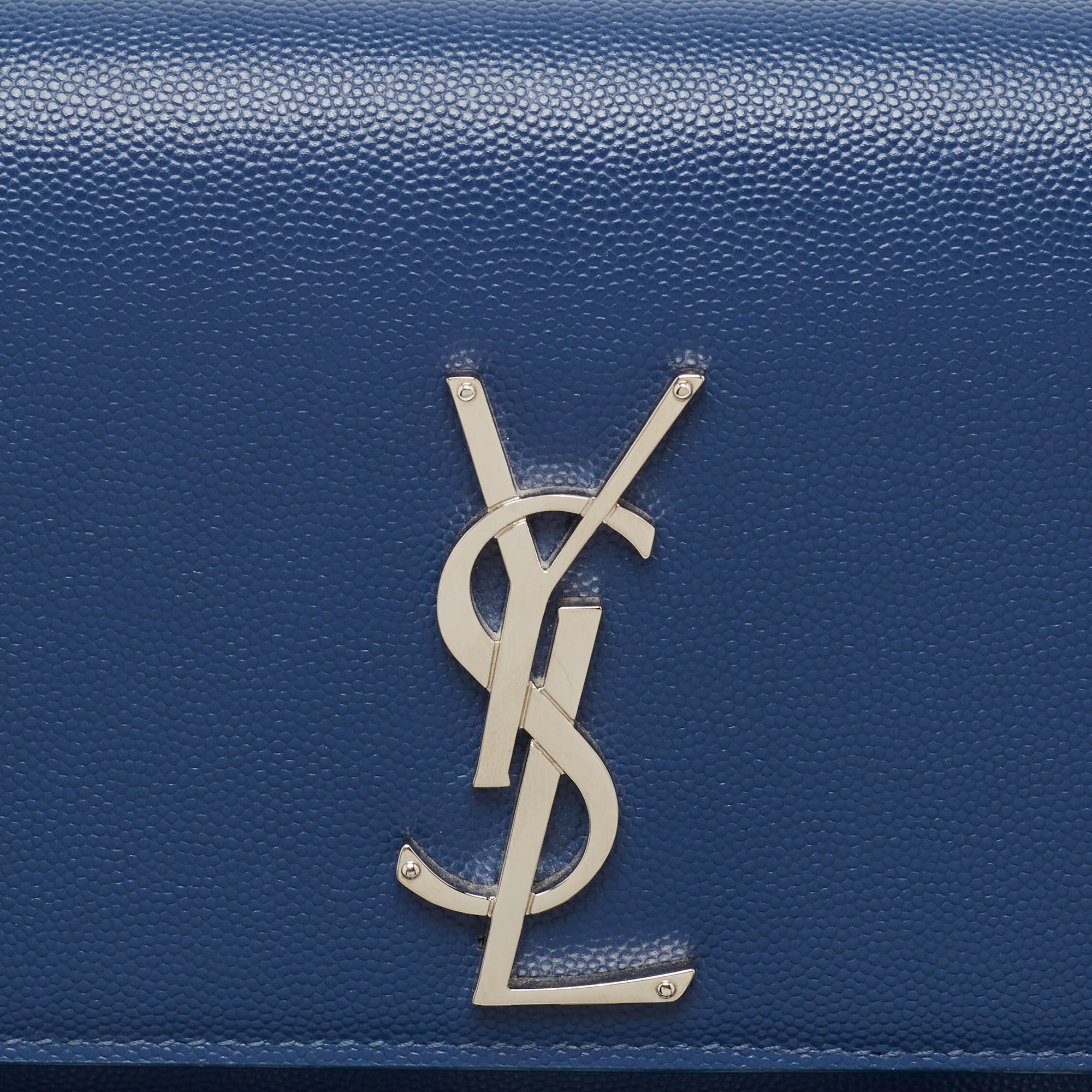 Saint Laurent Blue Leather Kate Monogram Clutch