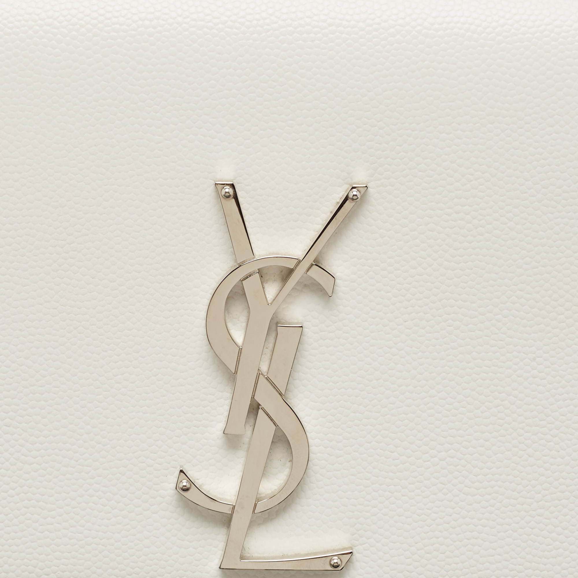 Saint Laurent White Leather Kate Monogram Clutch